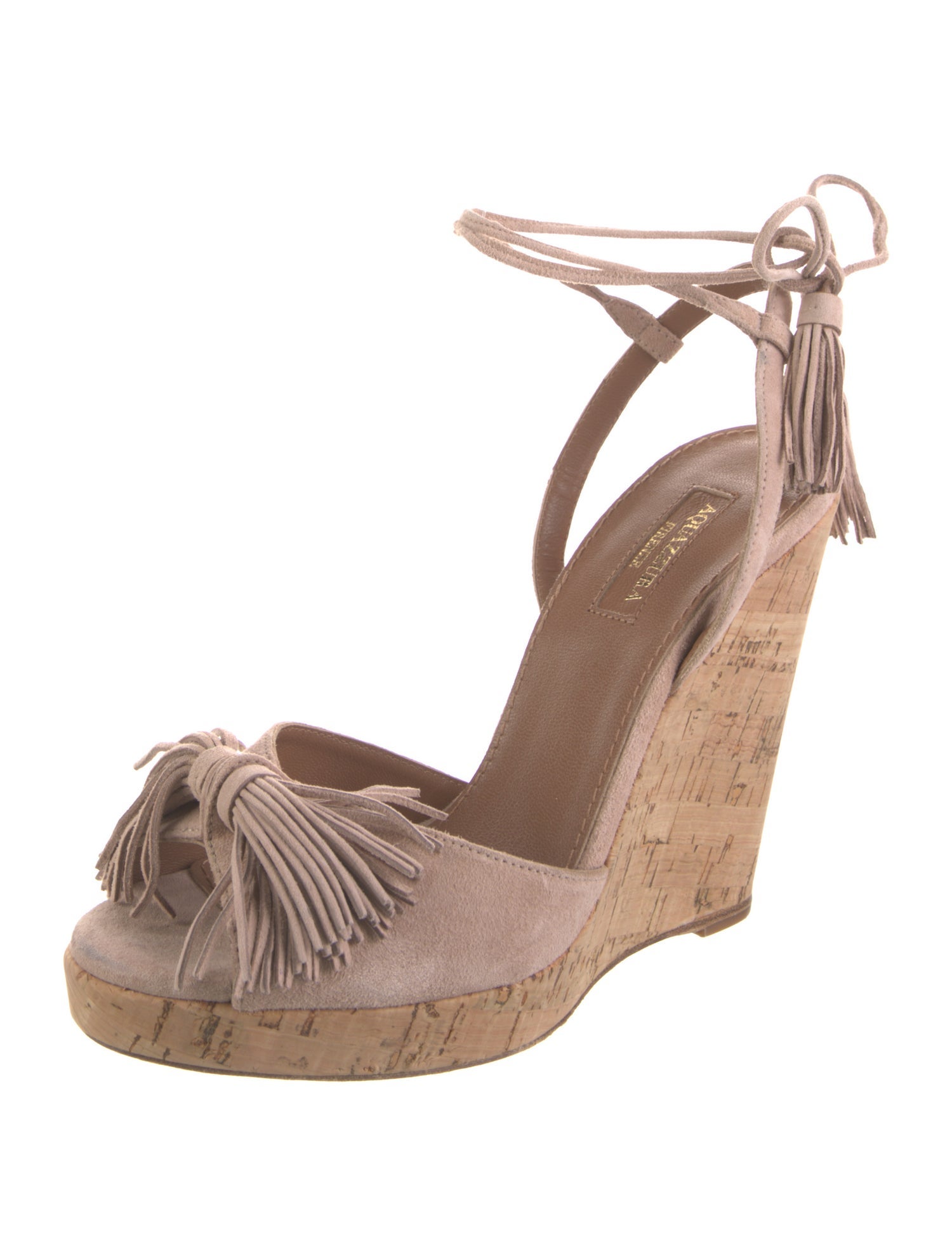 Aquazzura Suede Tassel Accents Slingback Pumps