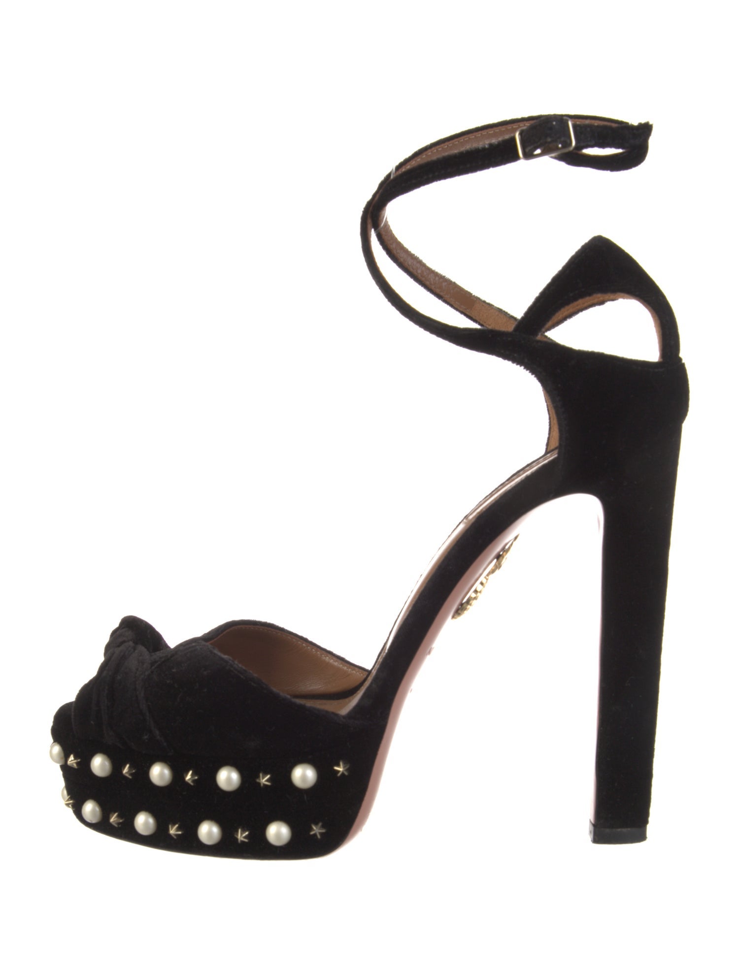 Aquazzura Velvet Studded Accents Sandals