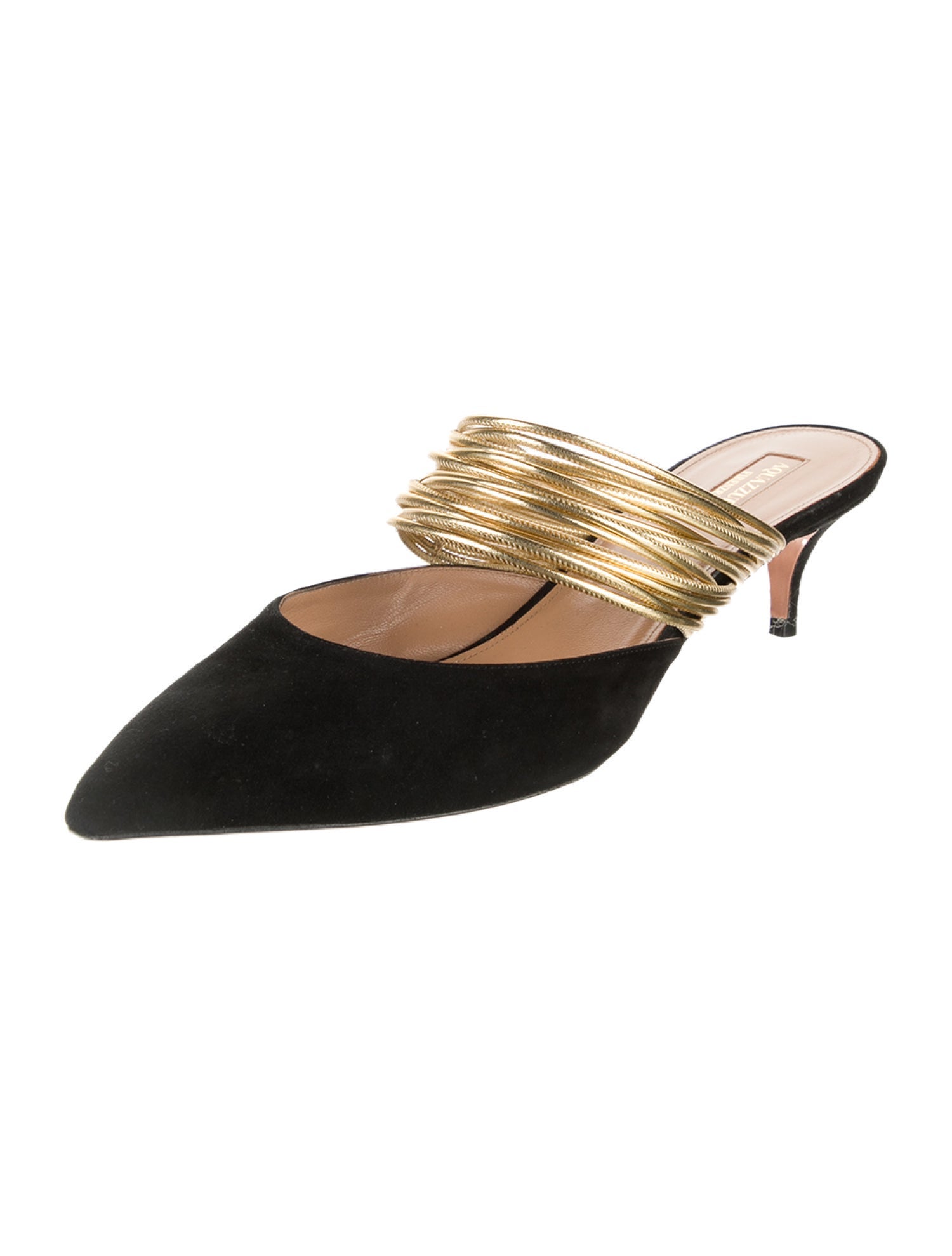 Aquazzura Suede Colorblock Pattern Mules