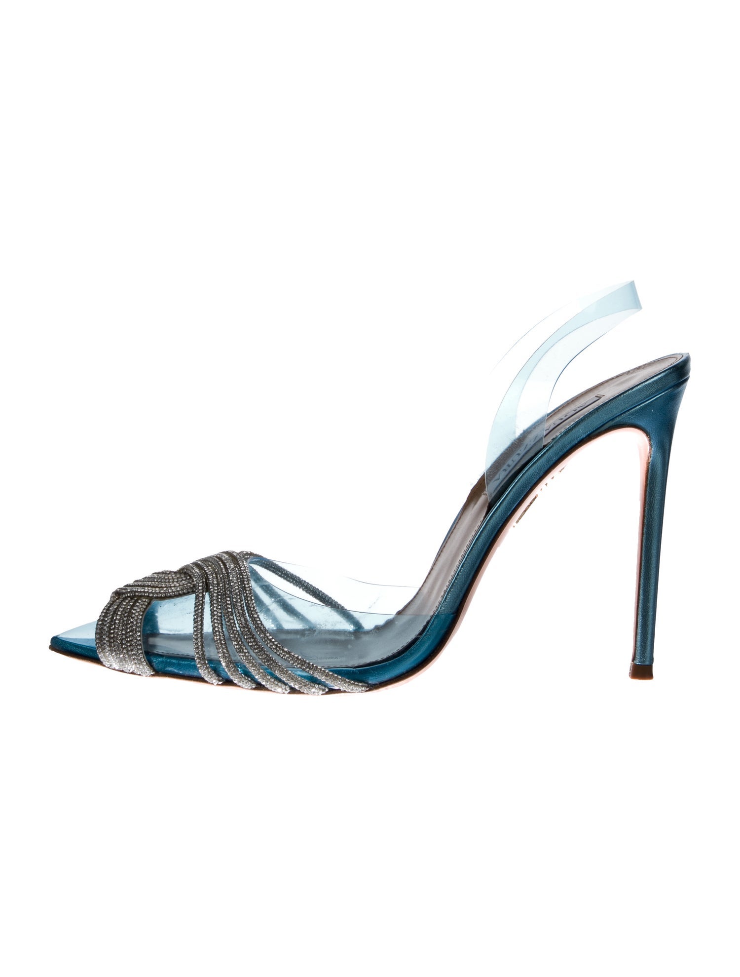 Aquazzura Leather Crystal Embellishments Mules