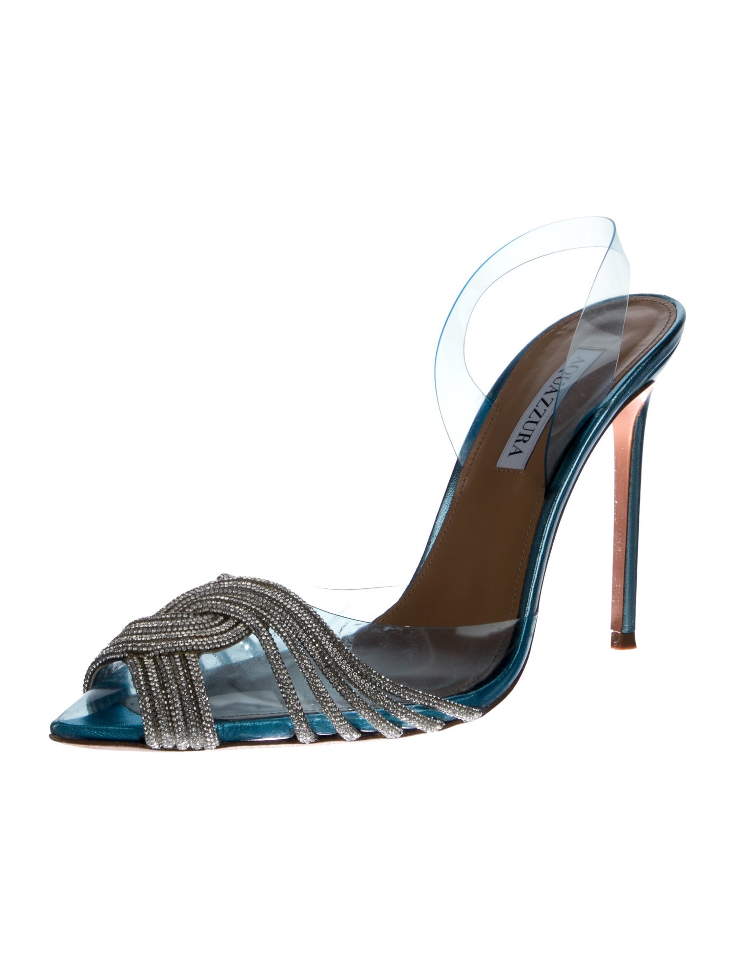 Aquazzura Leather Crystal Embellishments Mules