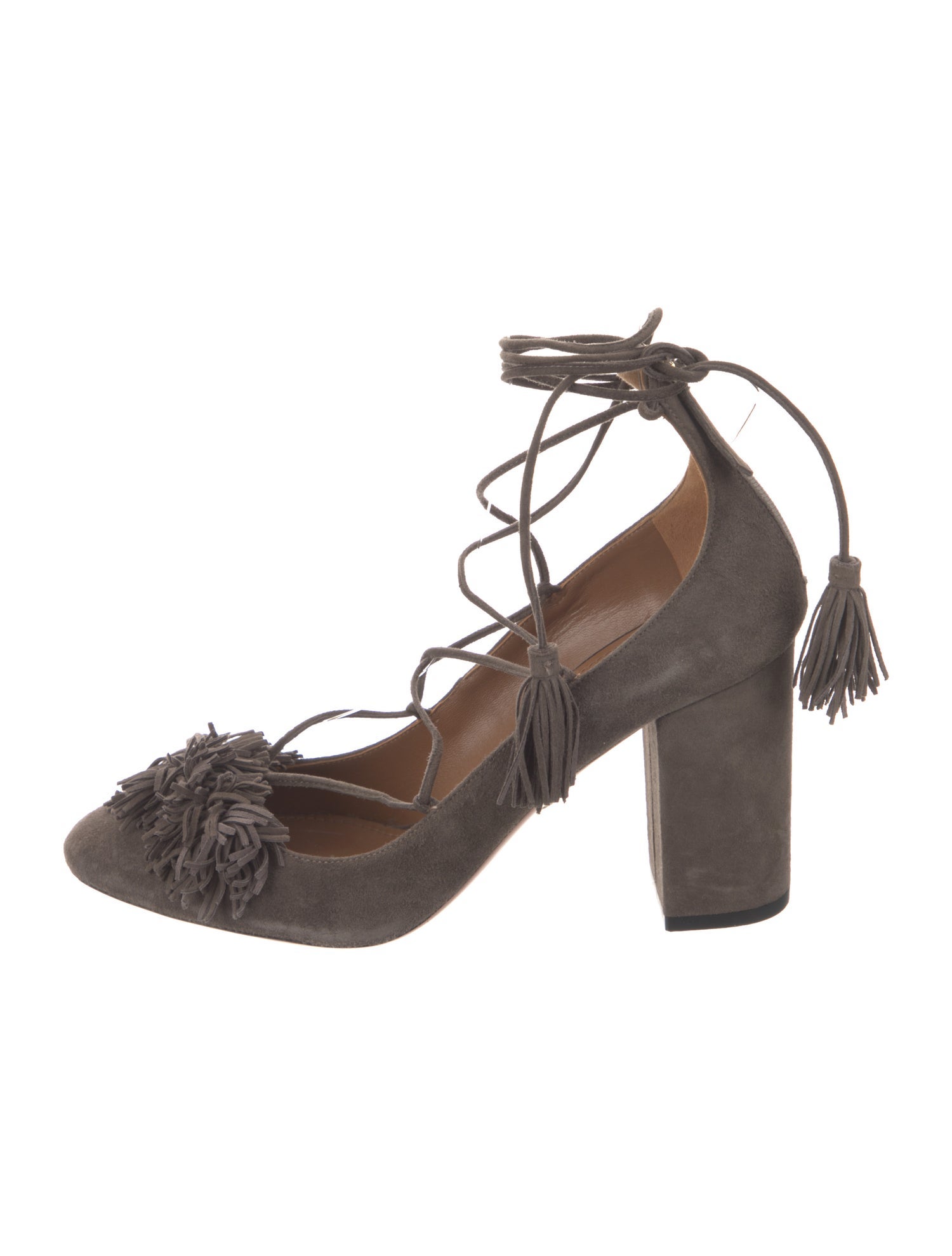 Aquazzura Suede Tassel Accents D'Orsay Pumps