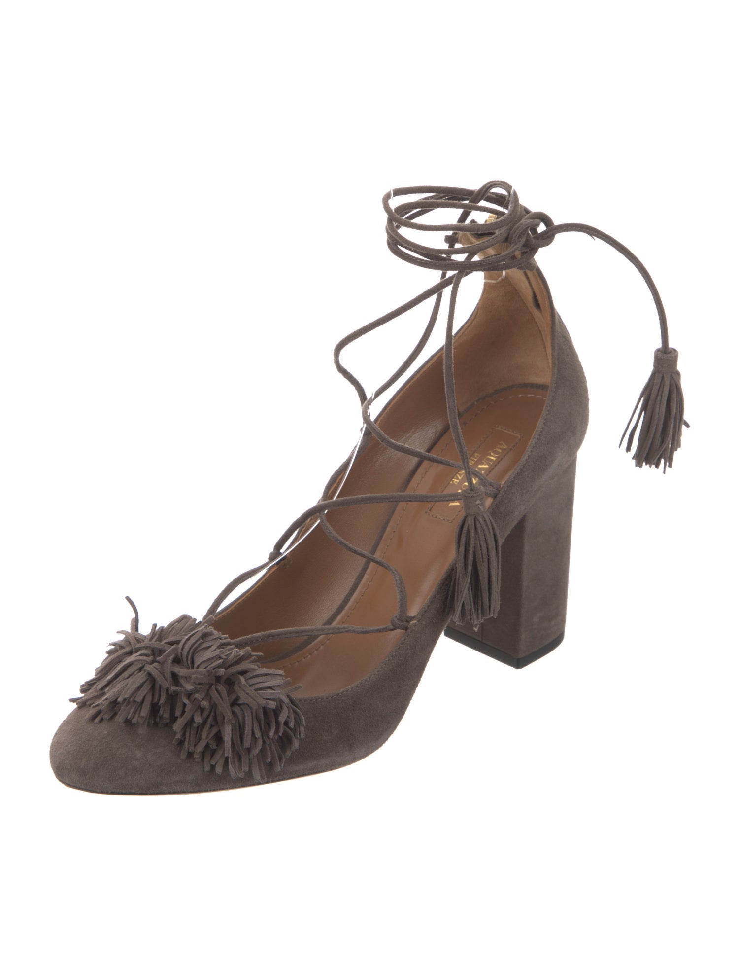 Aquazzura Suede Tassel Accents D'Orsay Pumps