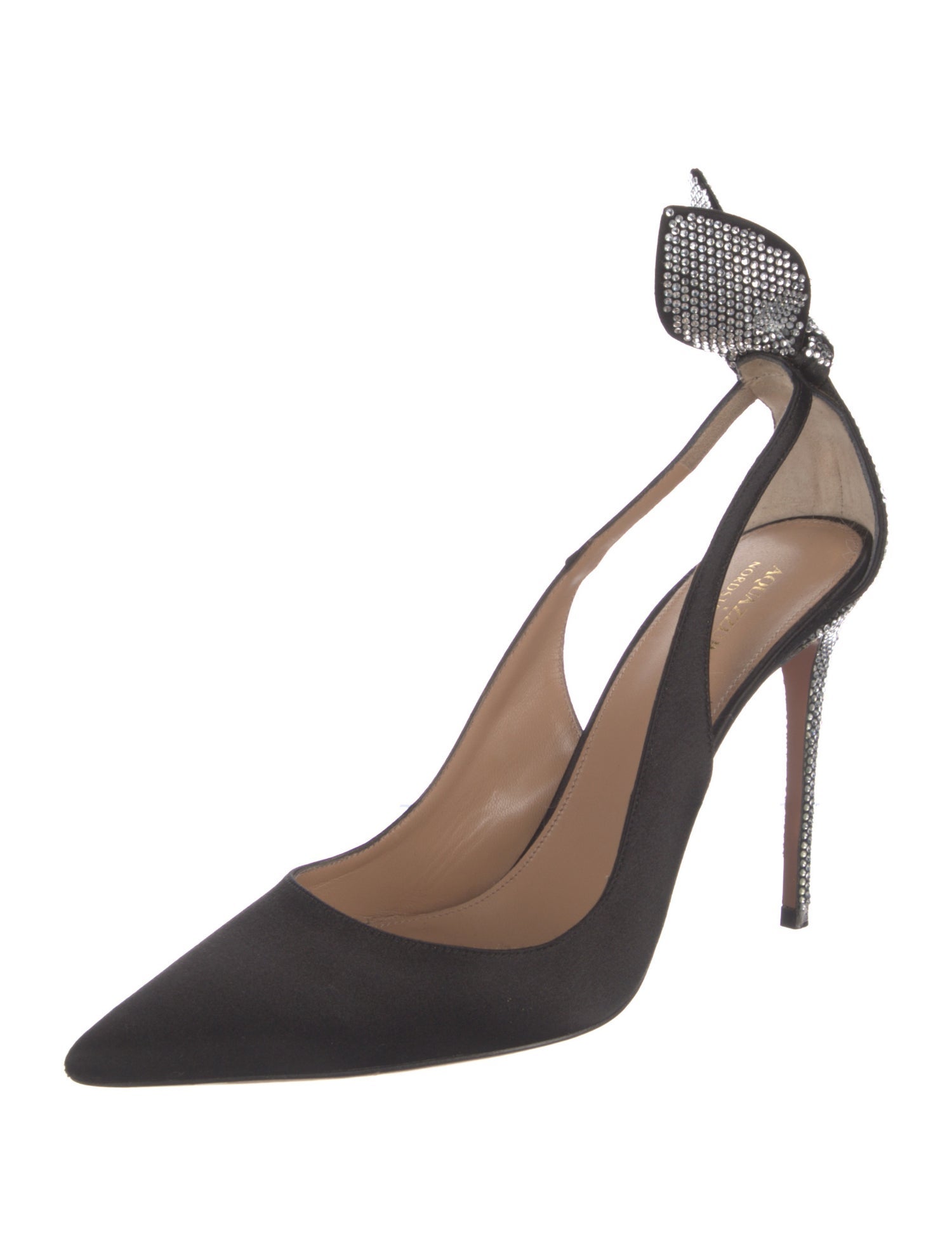 Aquazzura Satin Bow Accents Slingback Pumps