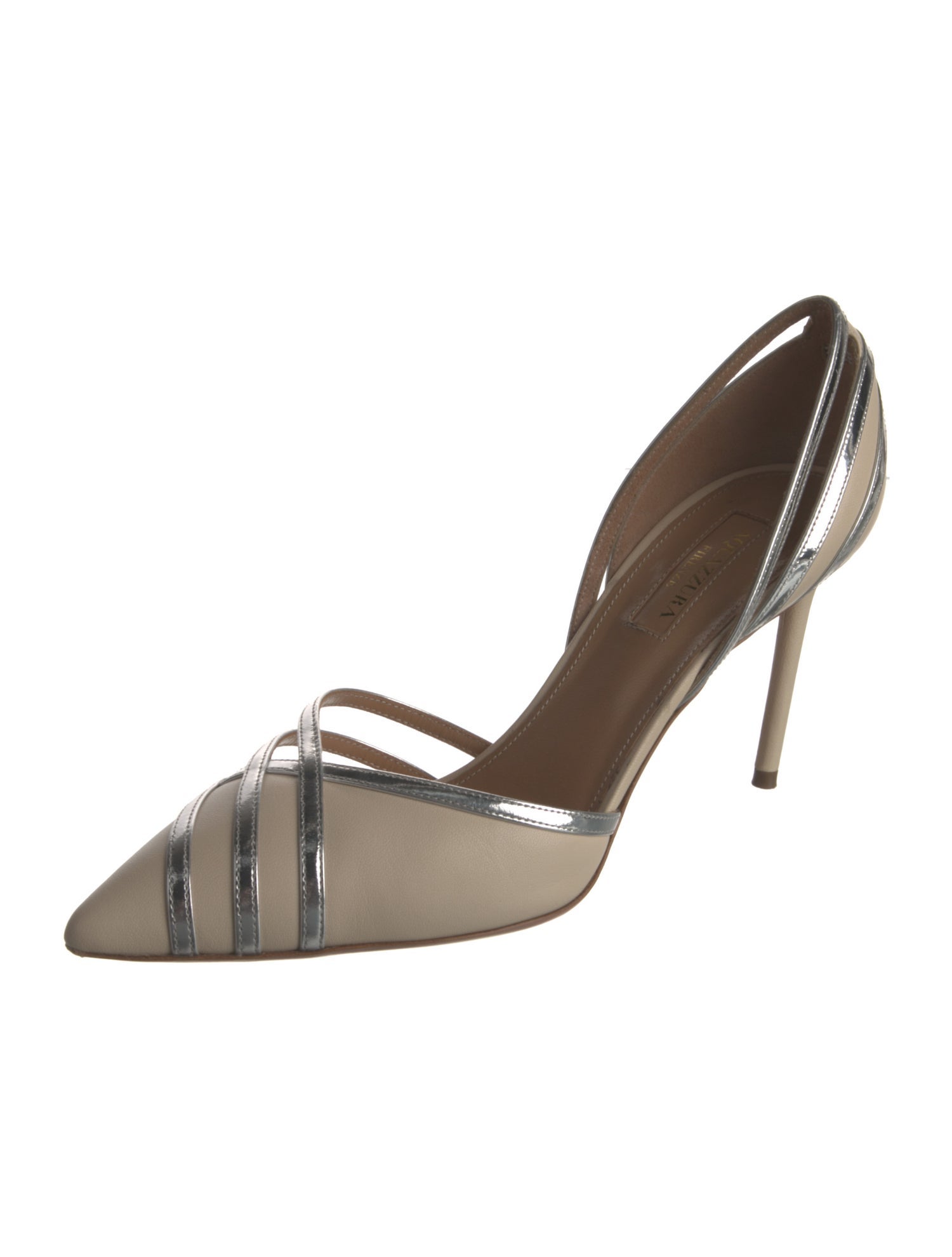 Aquazzura Leather Colorblock Pattern D'Orsay Pumps