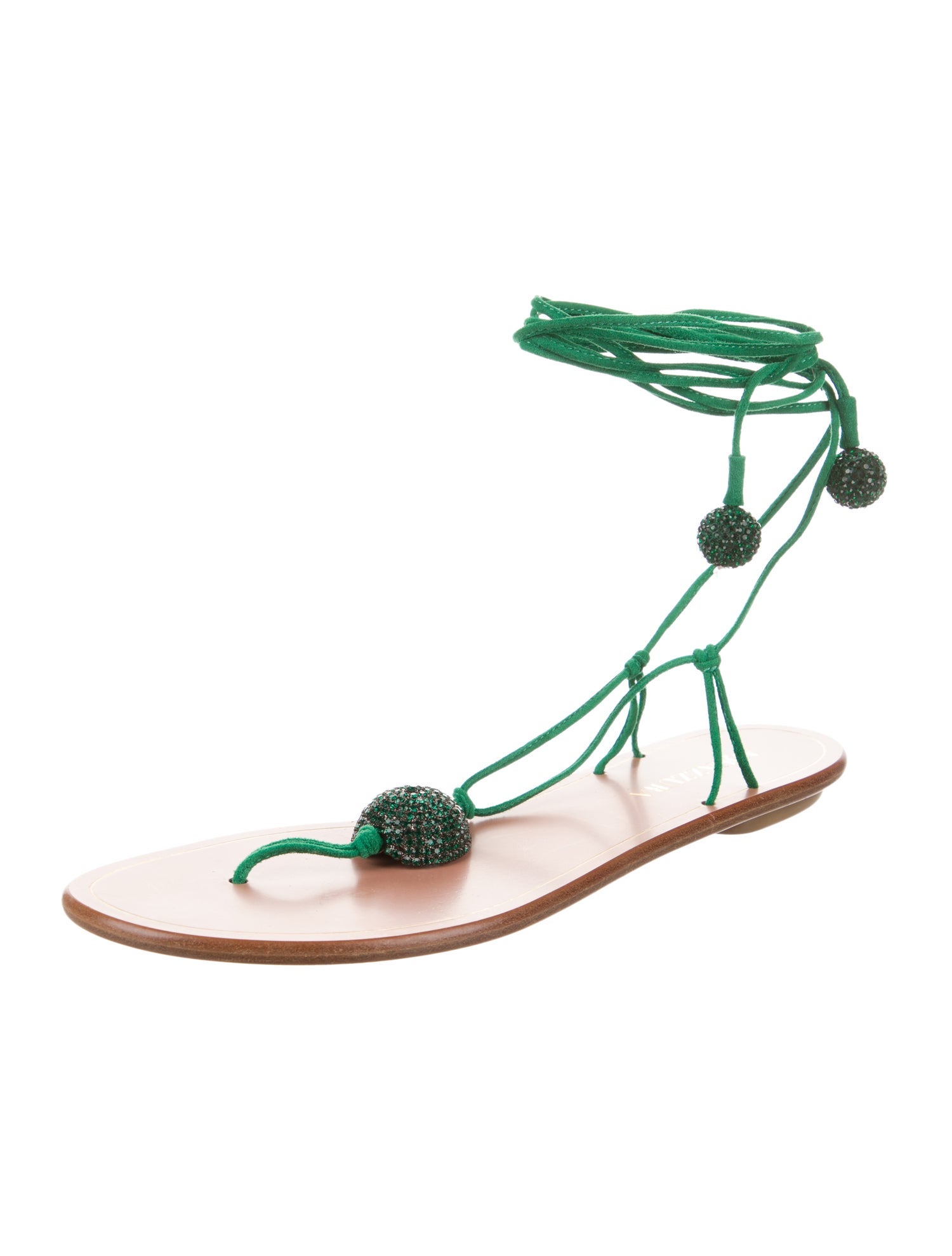 Aquazzura Suede Crystal Embellishments Gladiator Sandals