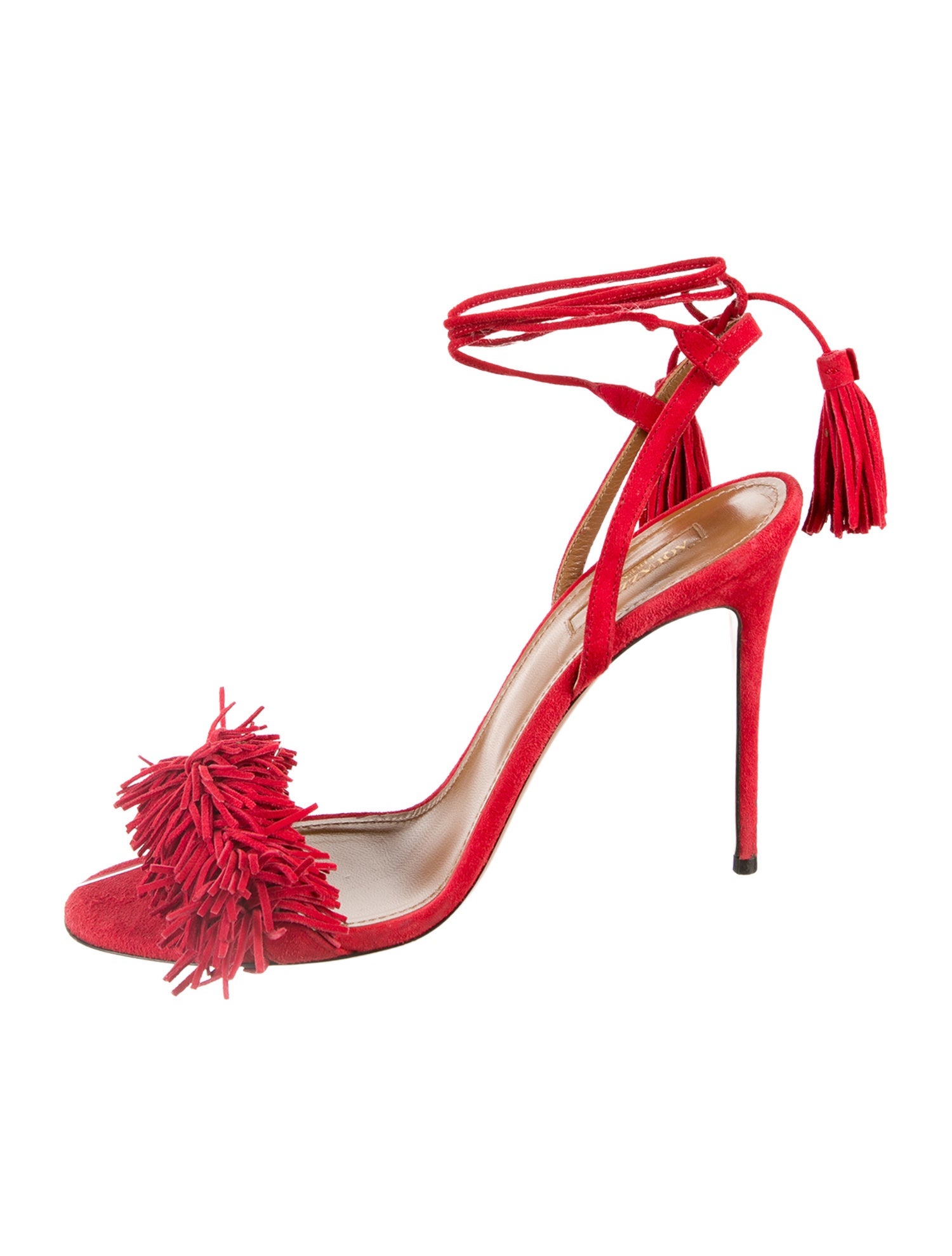Aquazzura Suede Tassel Accents Sandals