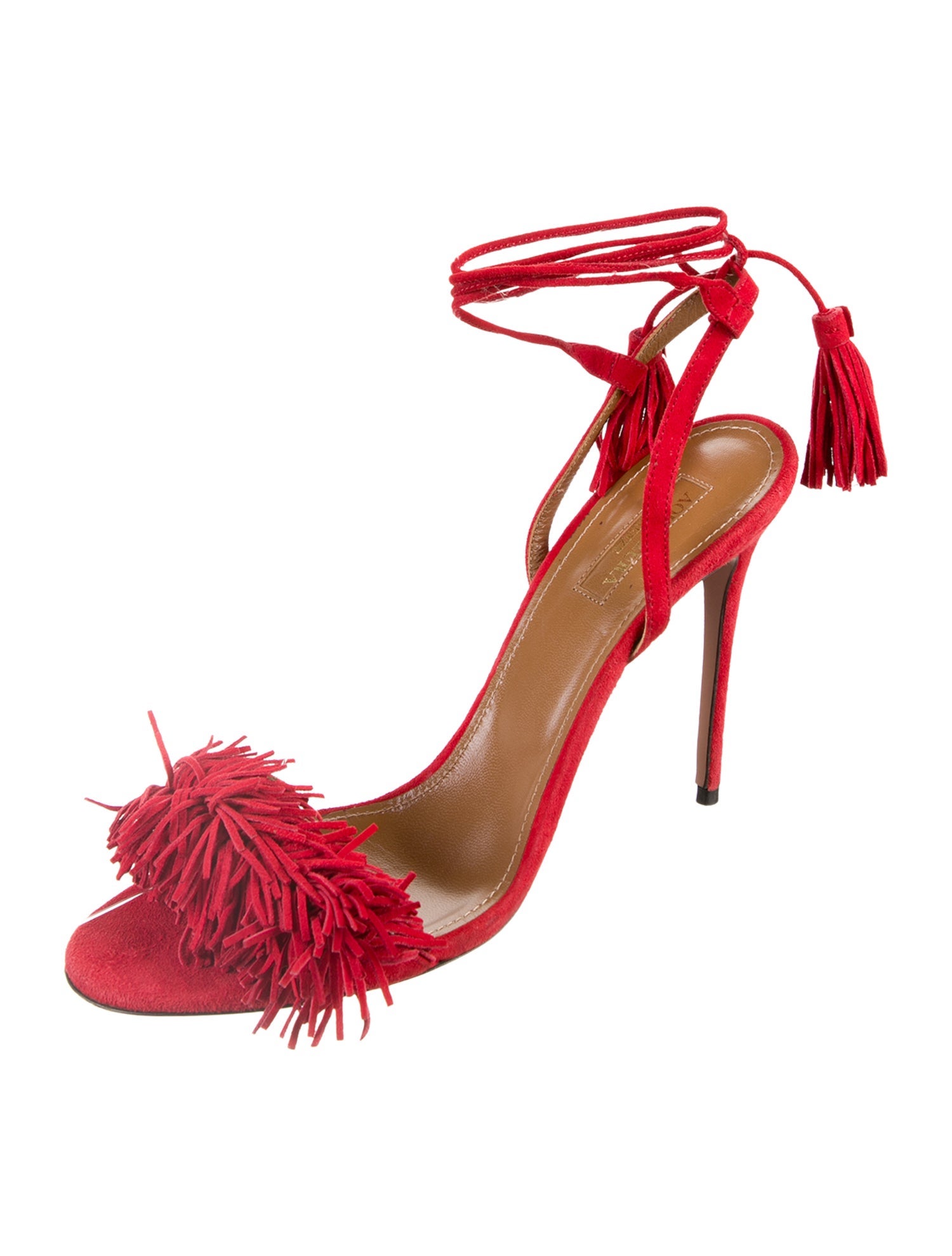 Aquazzura Suede Tassel Accents Sandals