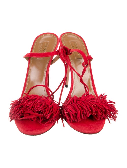 Aquazzura Suede Tassel Accents Sandals