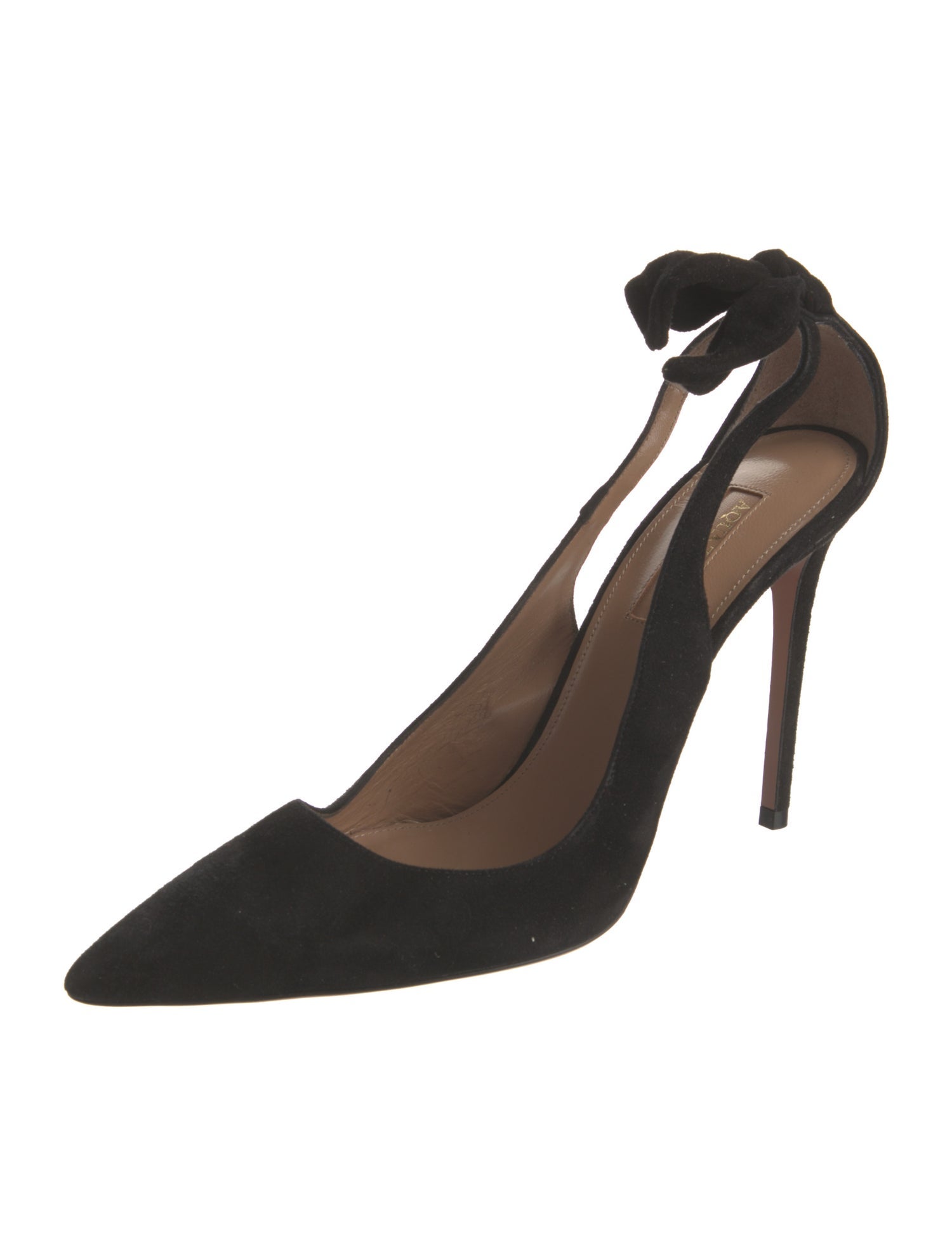 Aquazzura Suede Bow Accents Slingback Pumps