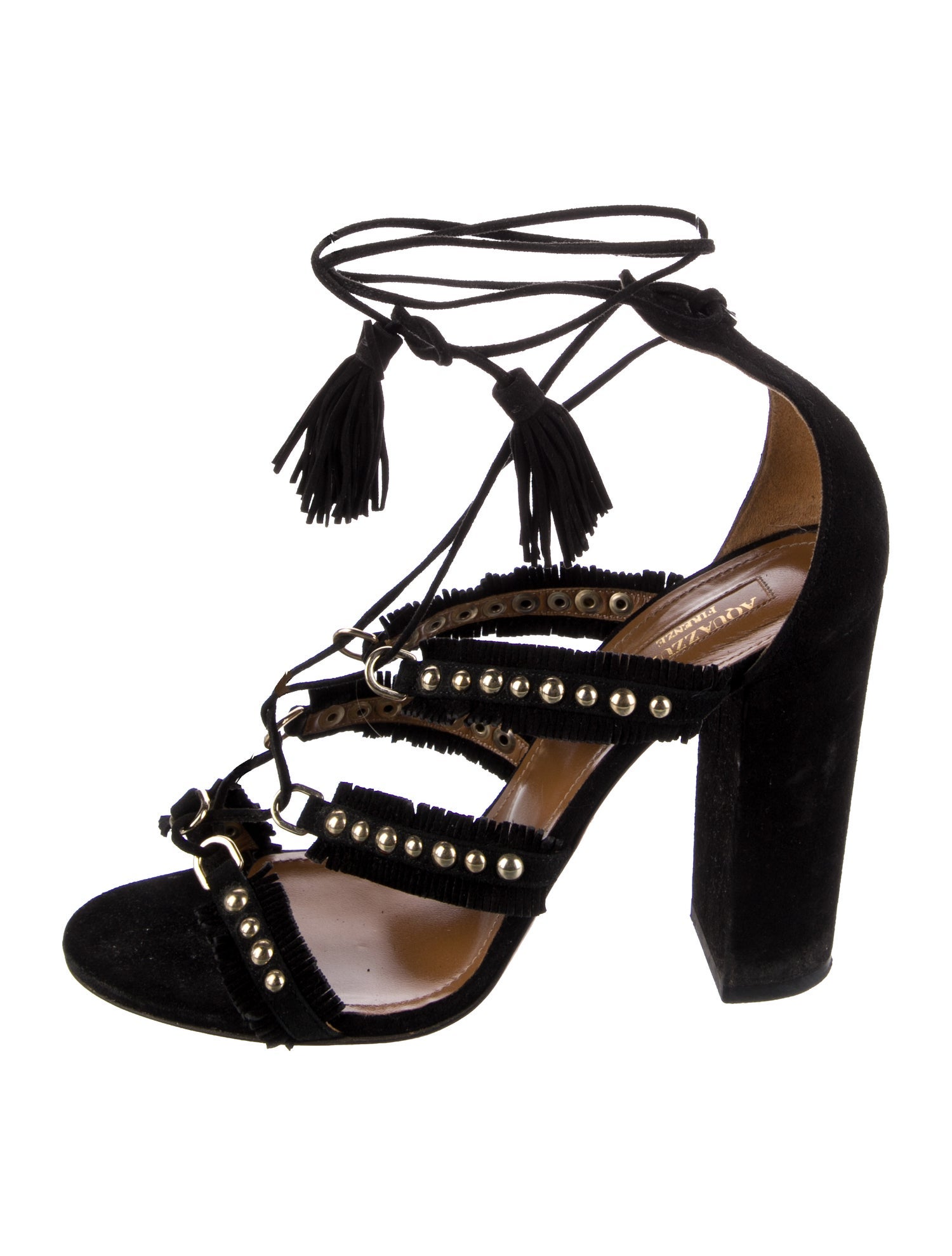 Aquazzura Suede Tassel Accents Sandals