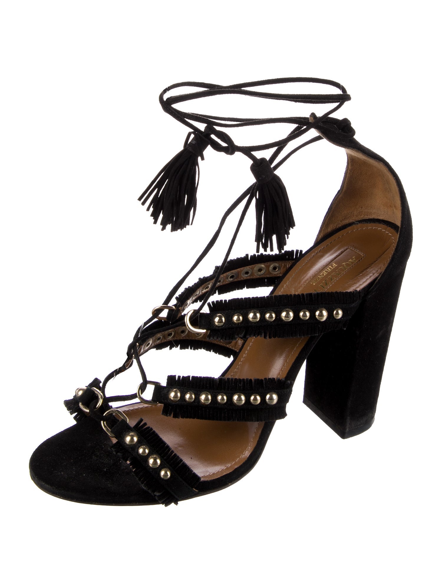 Aquazzura Suede Tassel Accents Sandals
