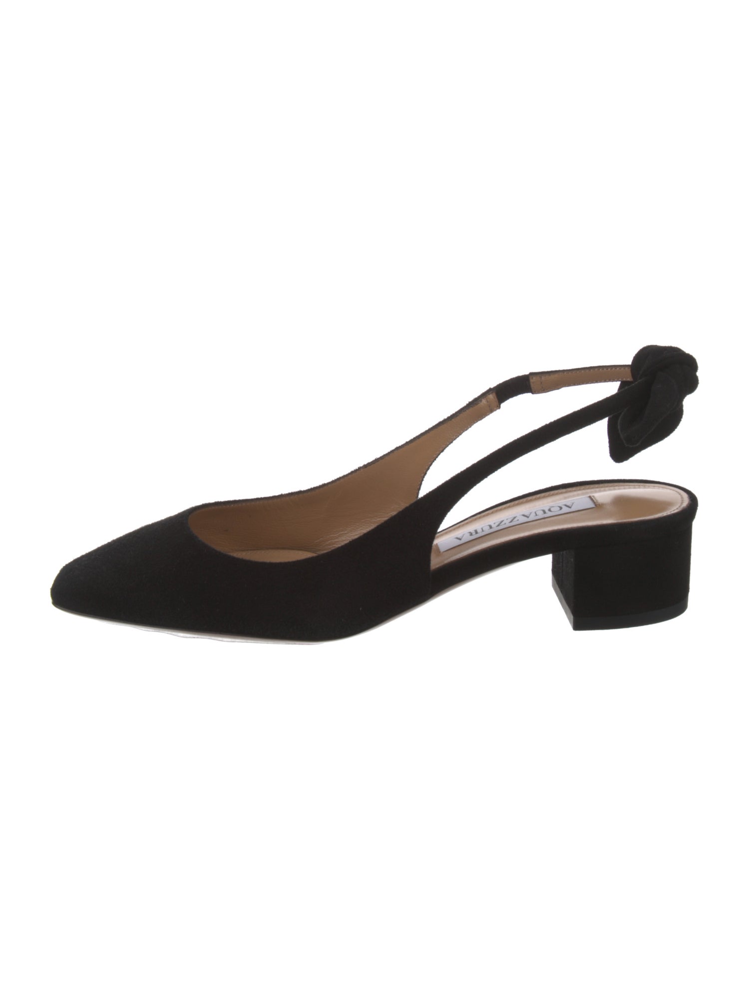 Aquazzura Suede Bow Accents Slingback Flats