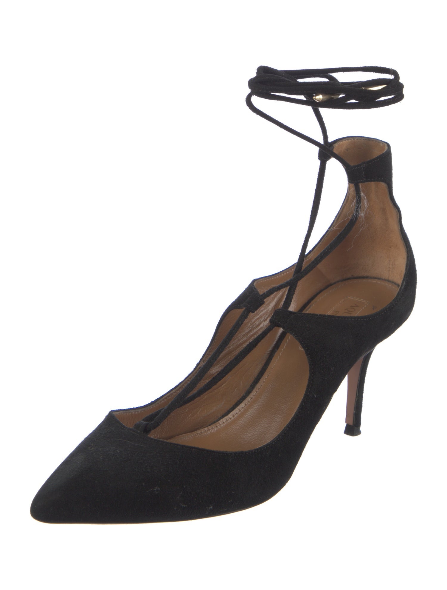 Aquazzura Suede T-Strap Pumps