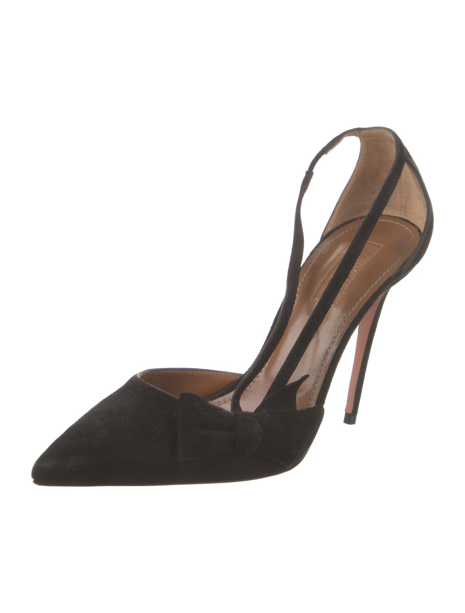 Aquazzura Suede Bow Accents Slingback Pumps