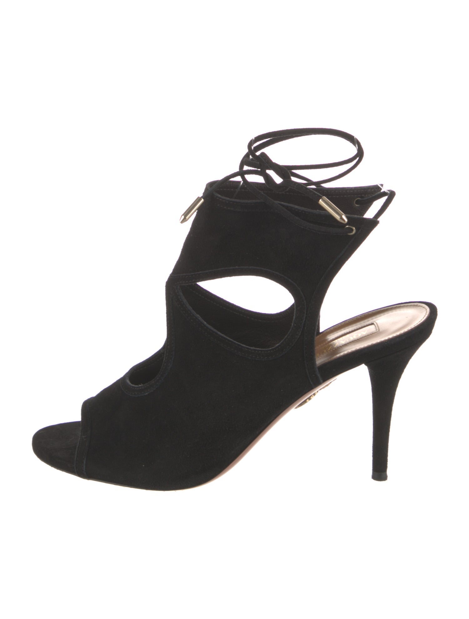 Aquazzura Suede Cutout Accent T-Strap Pumps