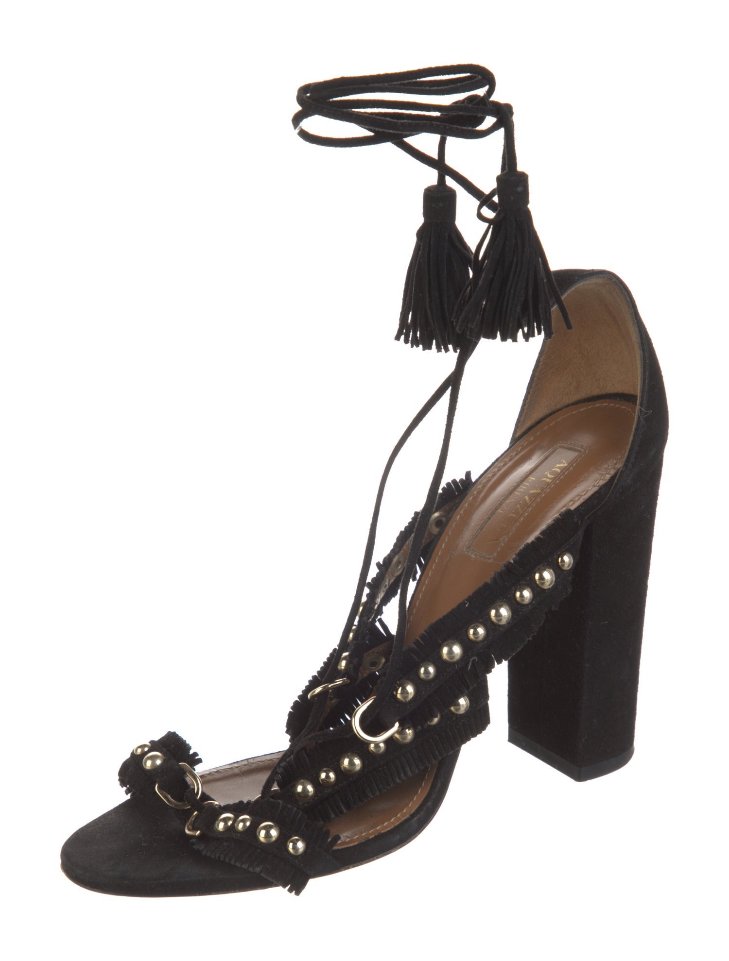 Aquazzura Suede Tassel Accents Gladiator Sandals