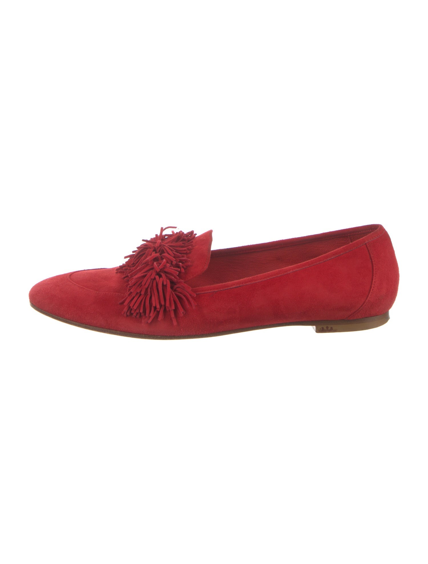 Aquazzura Suede Fringe Trim Accent Loafers