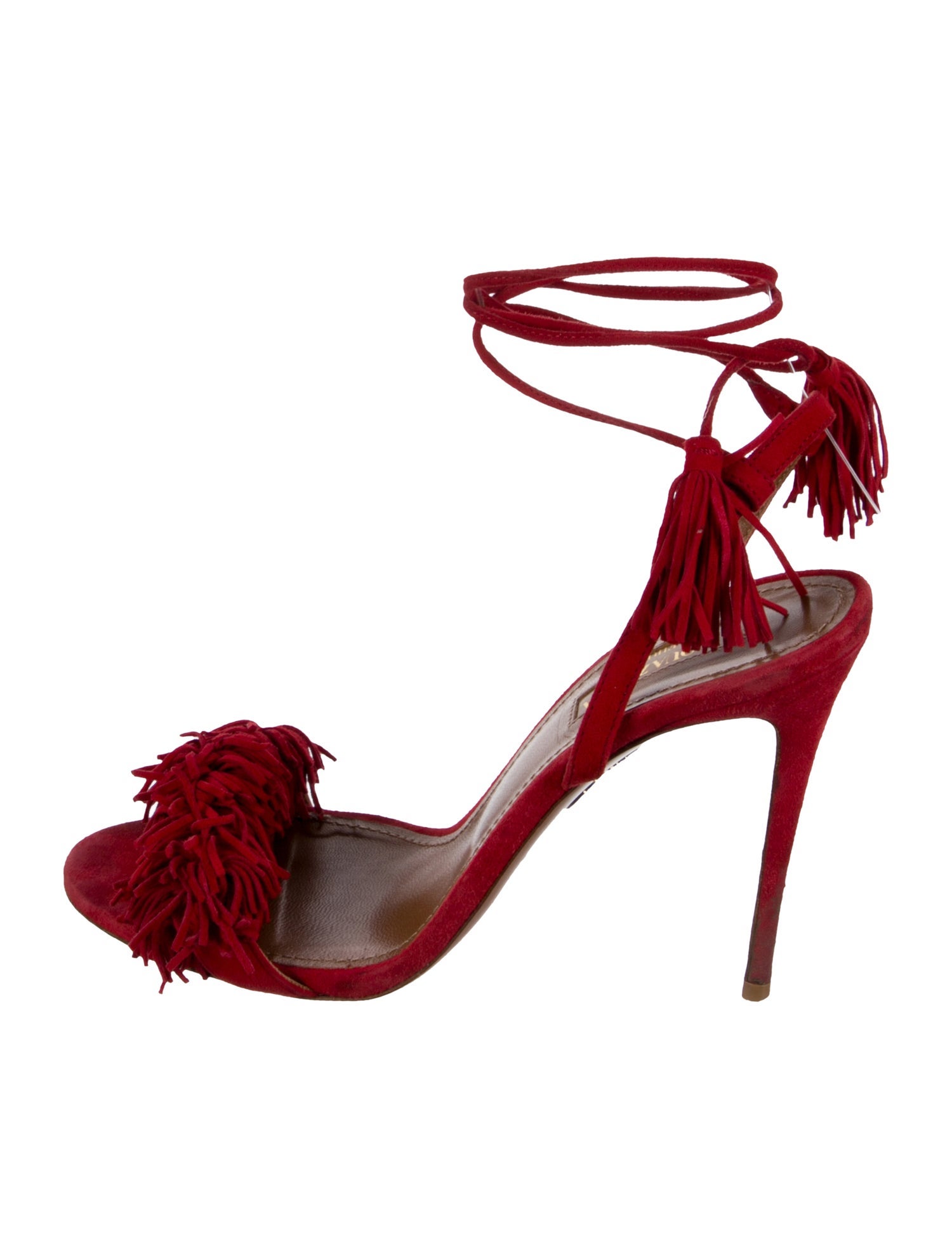 Aquazzura Suede Tassel Accents Sandals