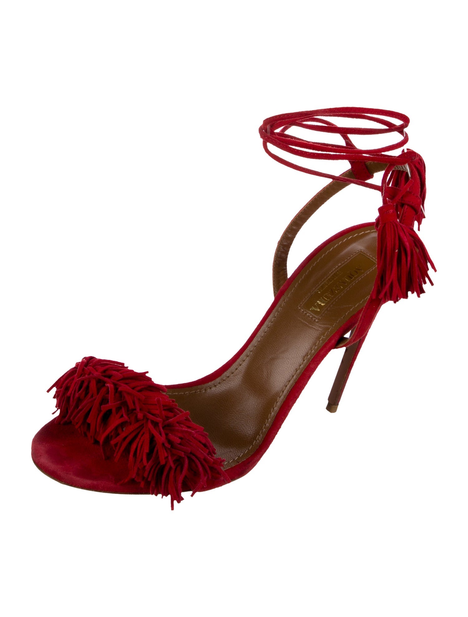 Aquazzura Suede Tassel Accents Sandals