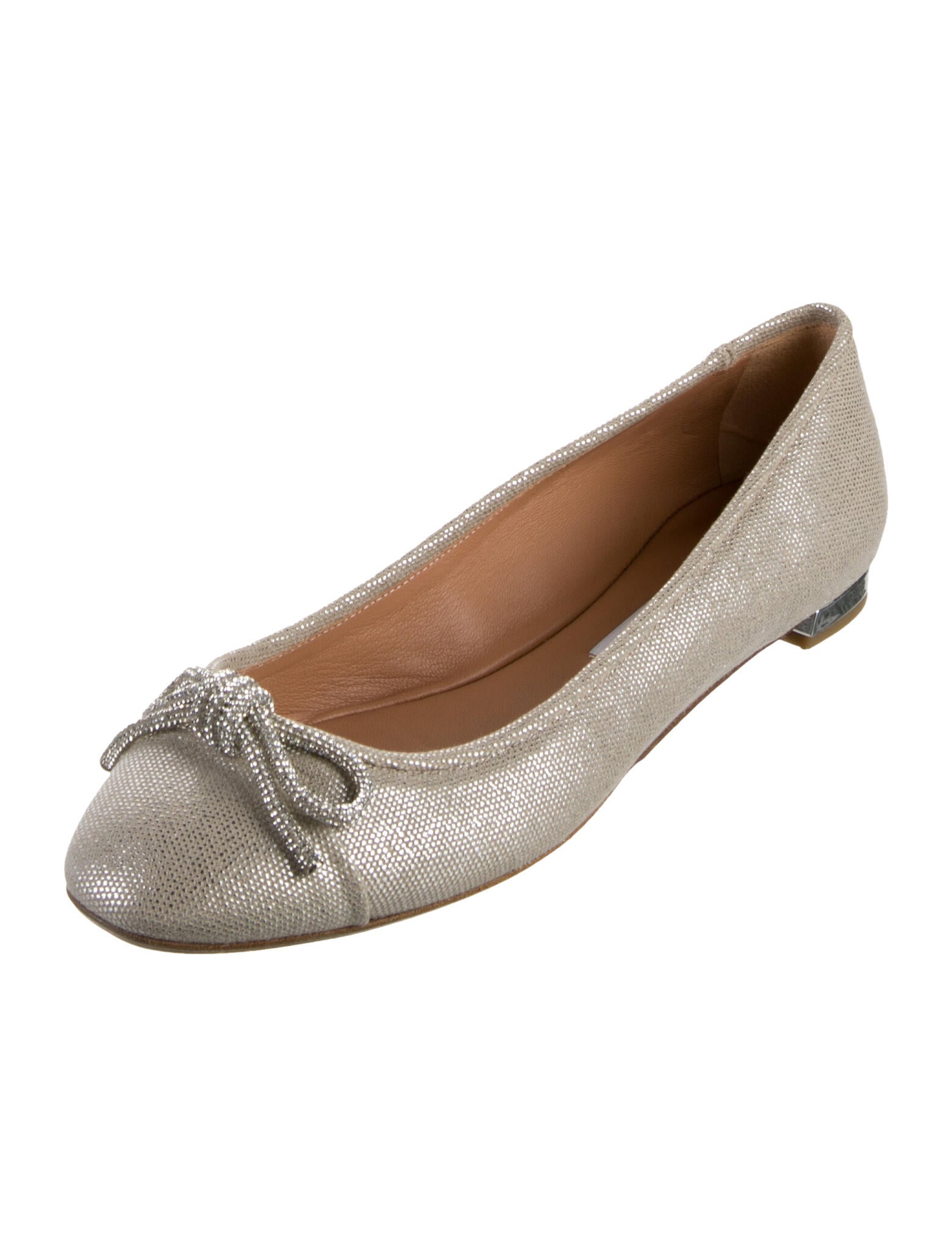 Aquazzura Animal Print Bow Accents Ballet Flats