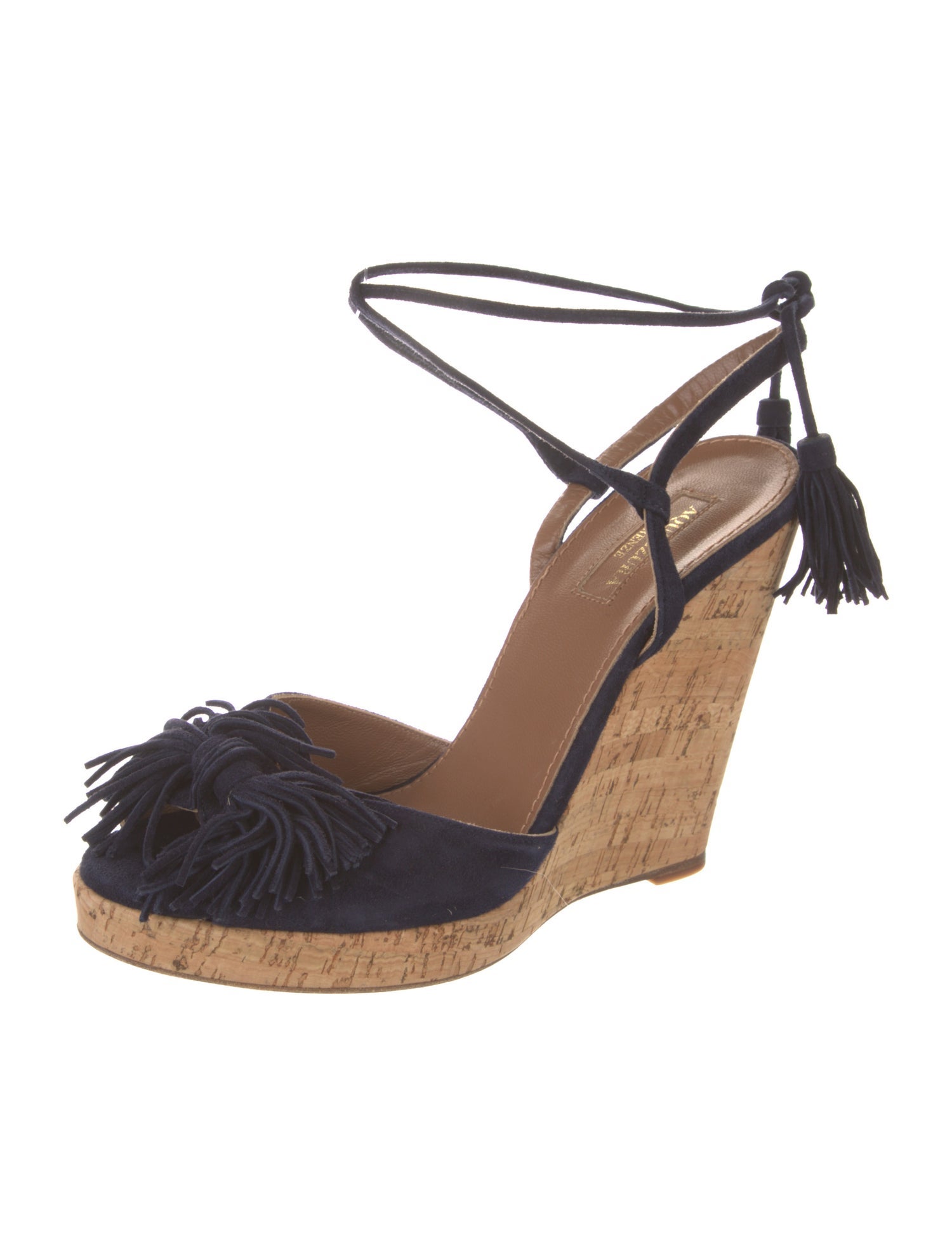 Aquazzura Suede Floral Print Espadrilles