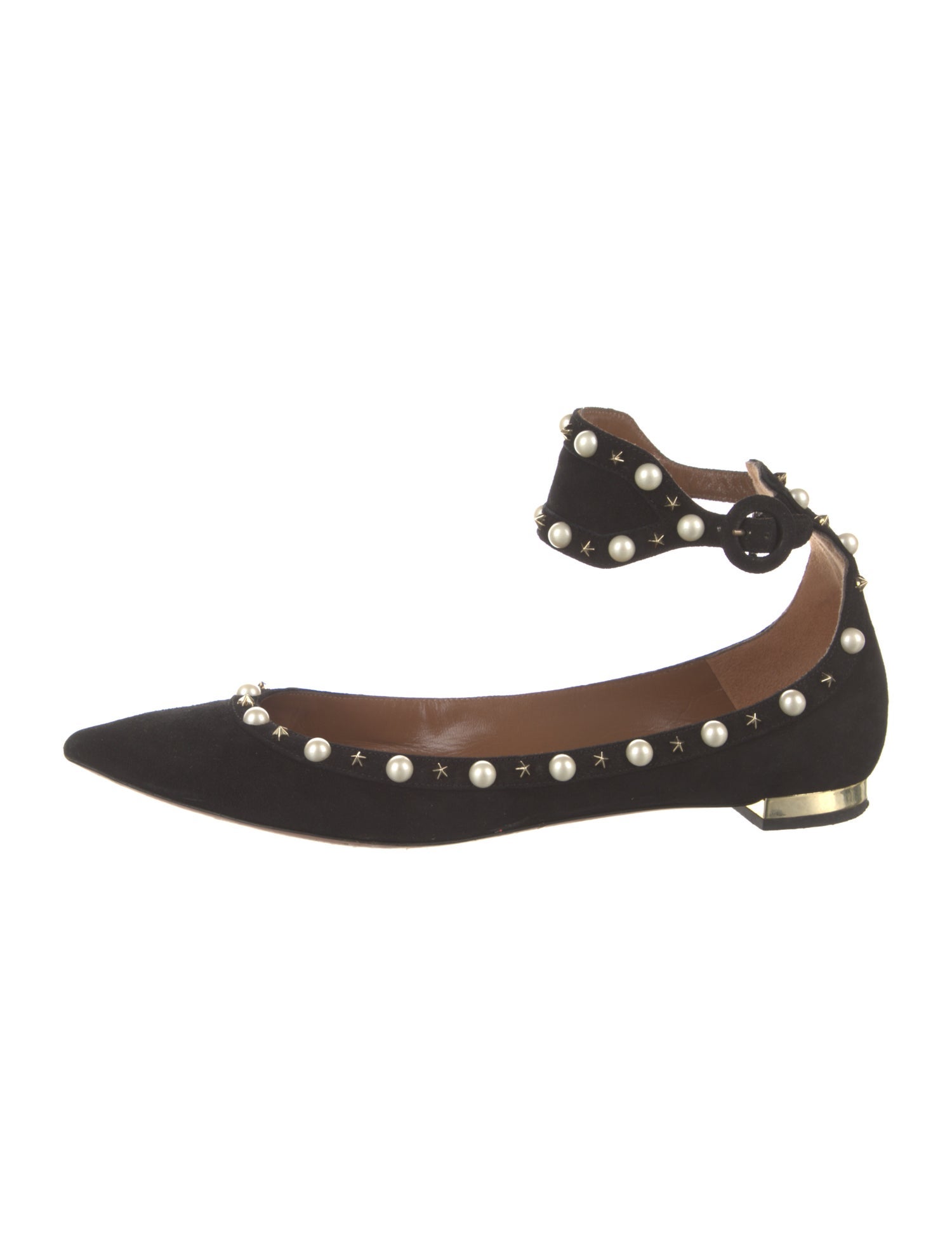 Aquazzura Suede Studded Accents Flats