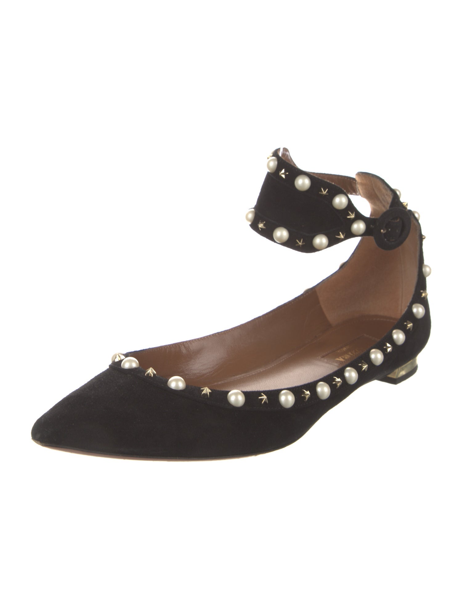 Aquazzura Suede Studded Accents Flats