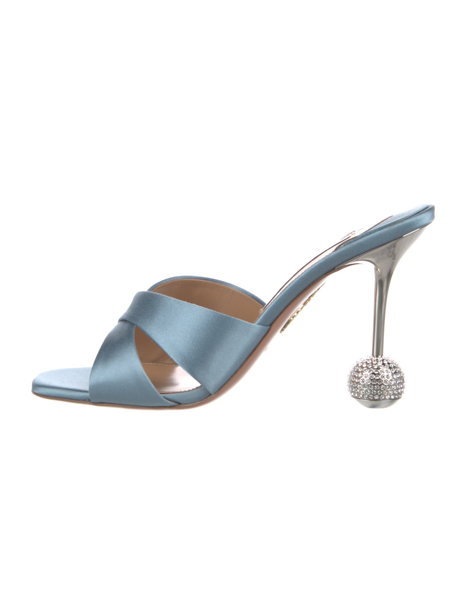 Aquazzura Satin Crystal Embellishments Slides