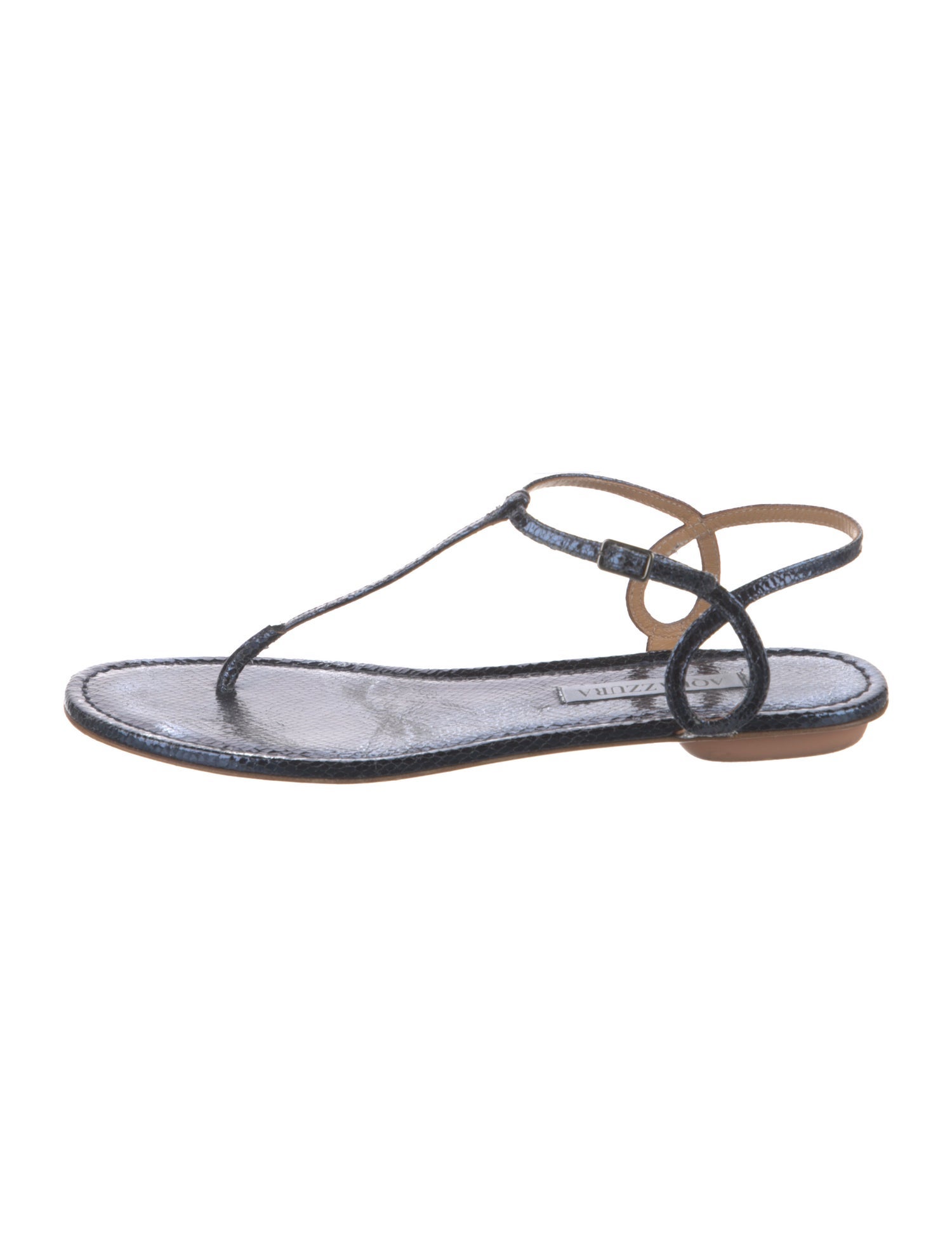 Aquazzura Embossed Leather T-Strap Sandals