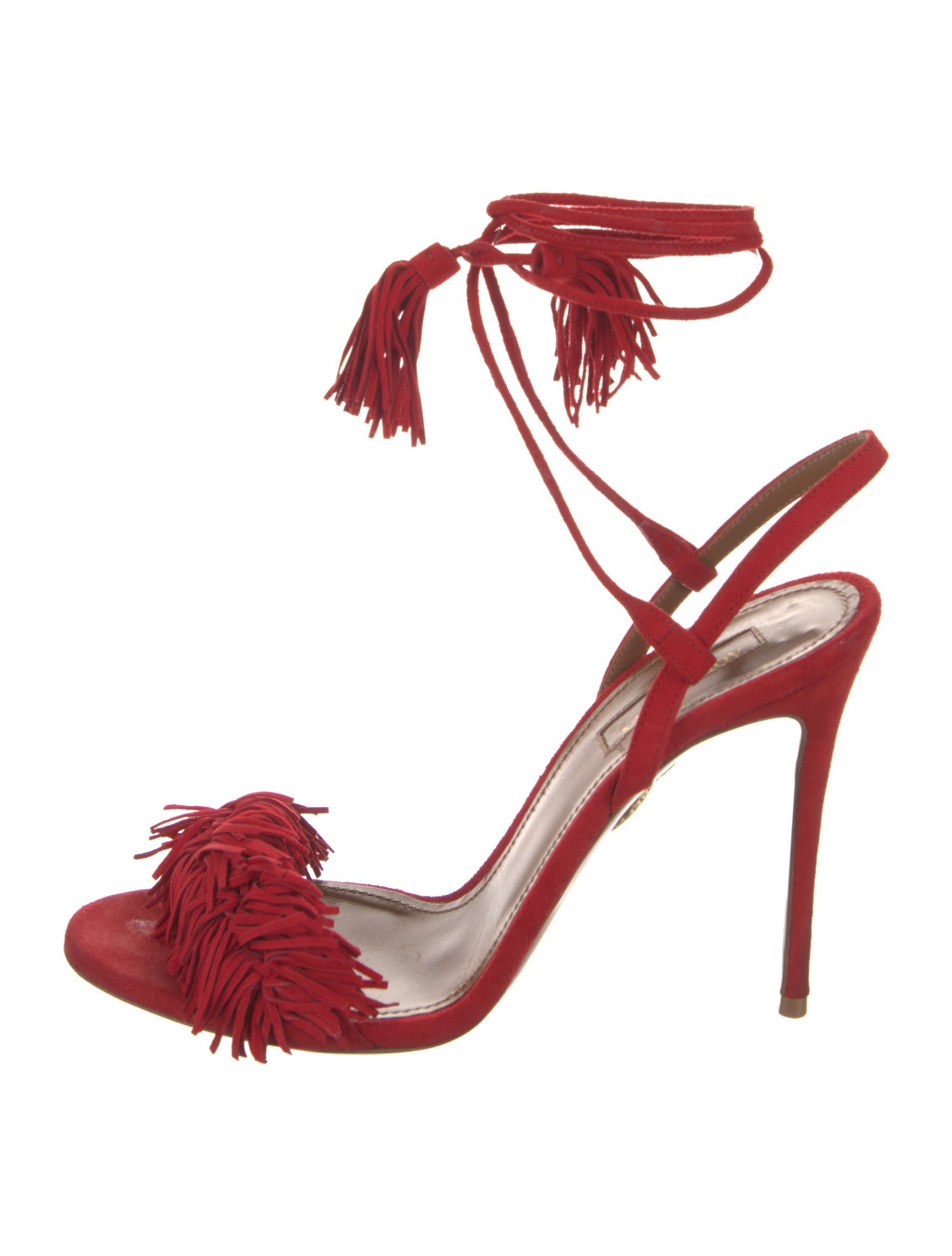 Aquazzura Suede Tassel Accents Sandals