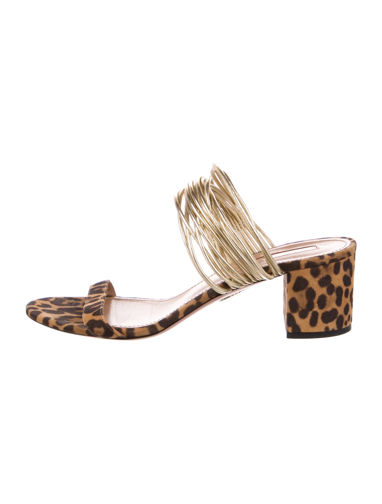 Aquazzura Suede Animal Print Slides