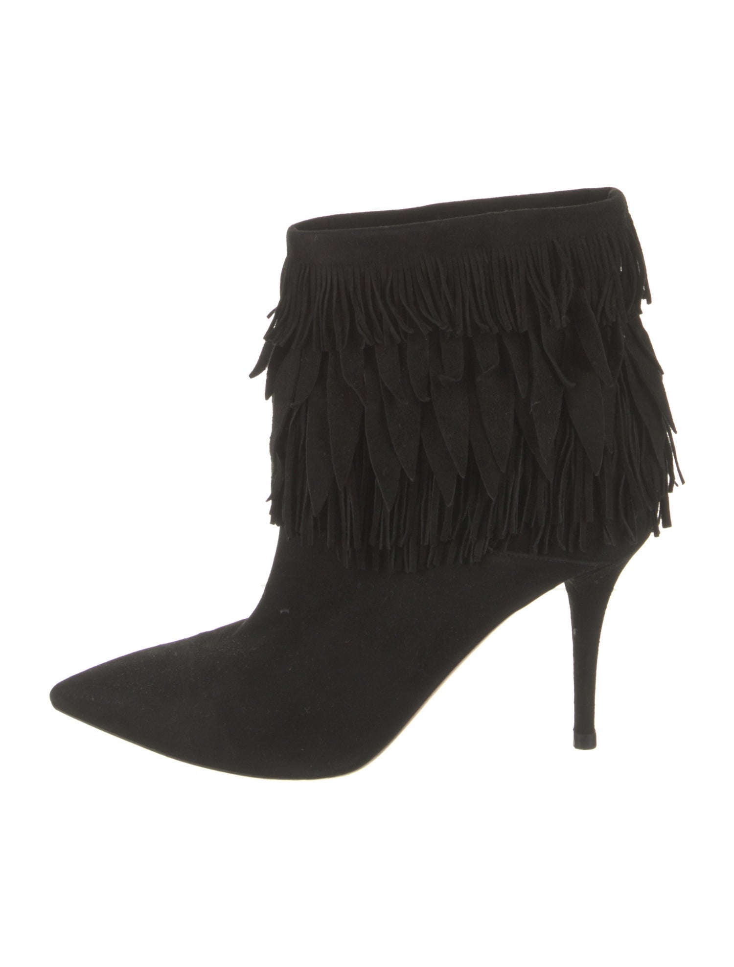 Aquazzura Suede Fringe Trim Accent Lace-Up Boots