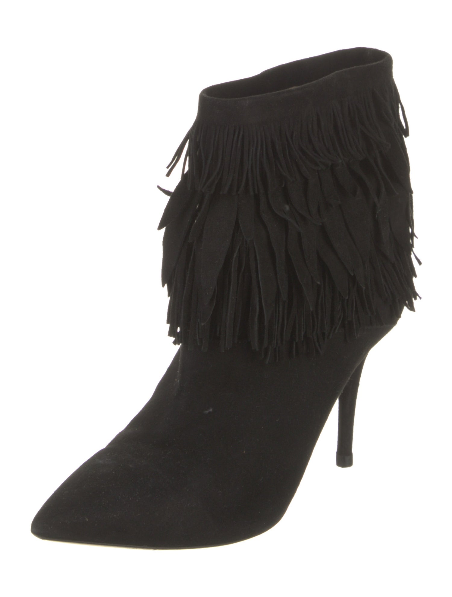 Aquazzura Suede Fringe Trim Accent Lace-Up Boots