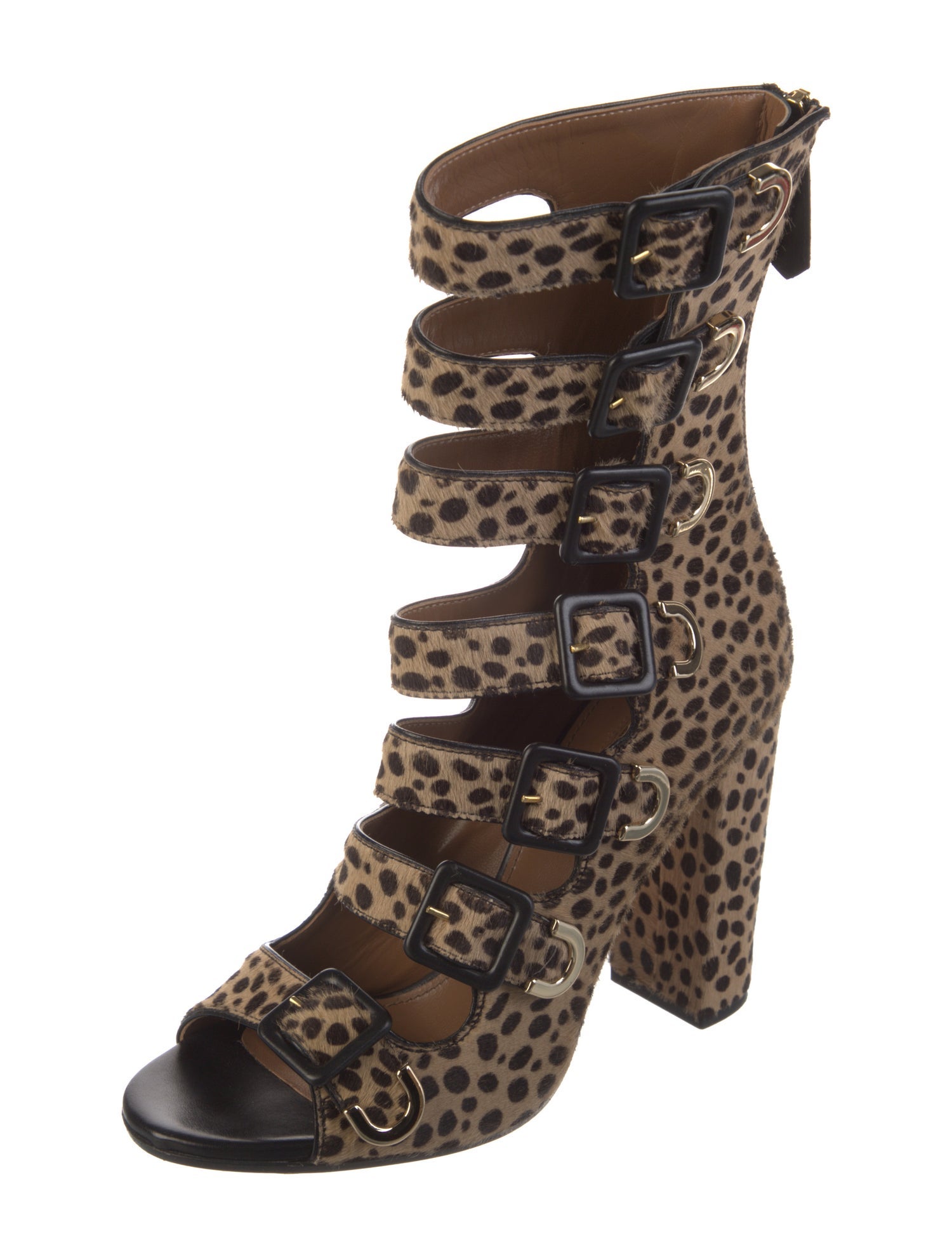 Aquazzura Ponyhair Animal Print Lace-Up Boots