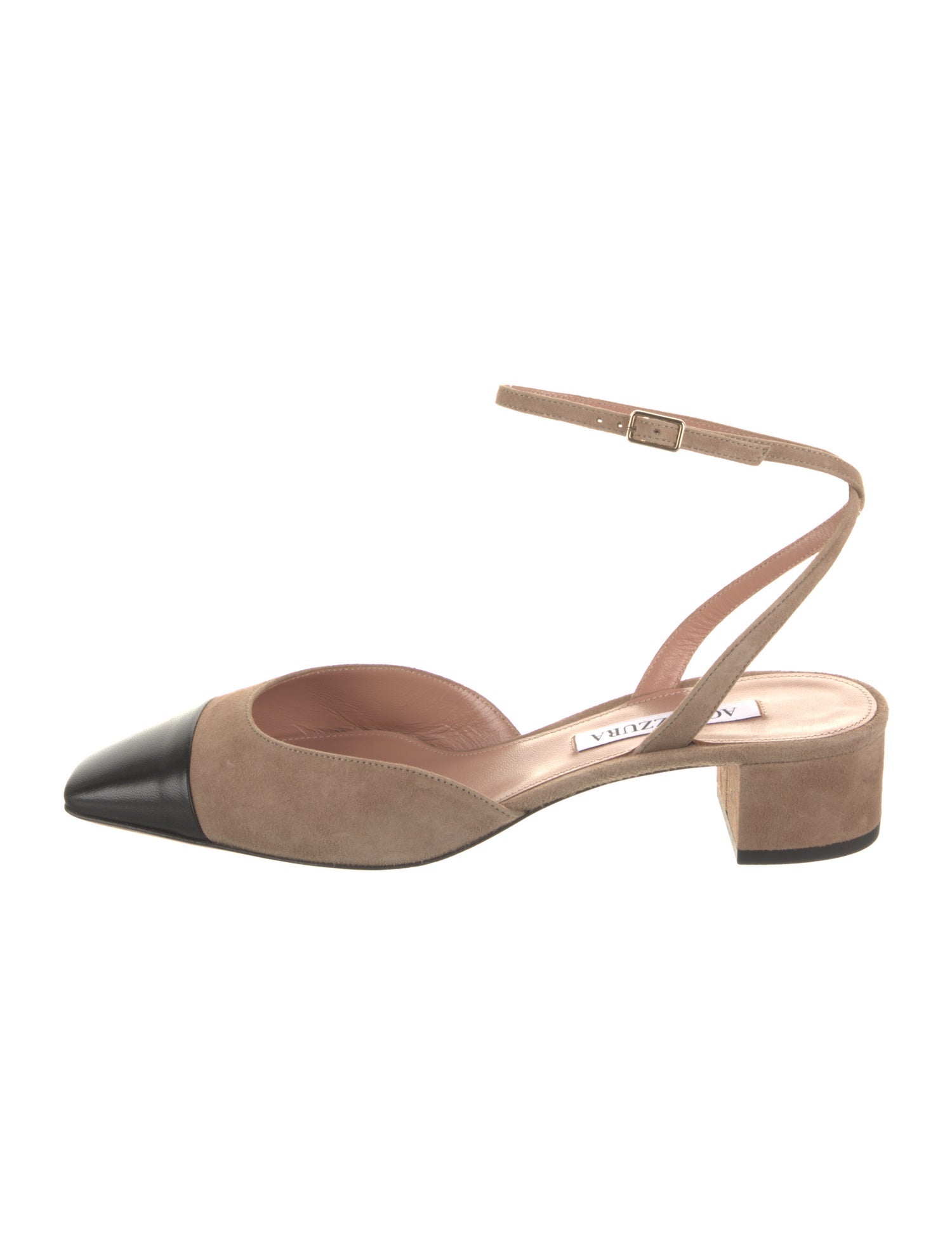 Aquazzura Suede Colorblock Pattern Slingback Pumps