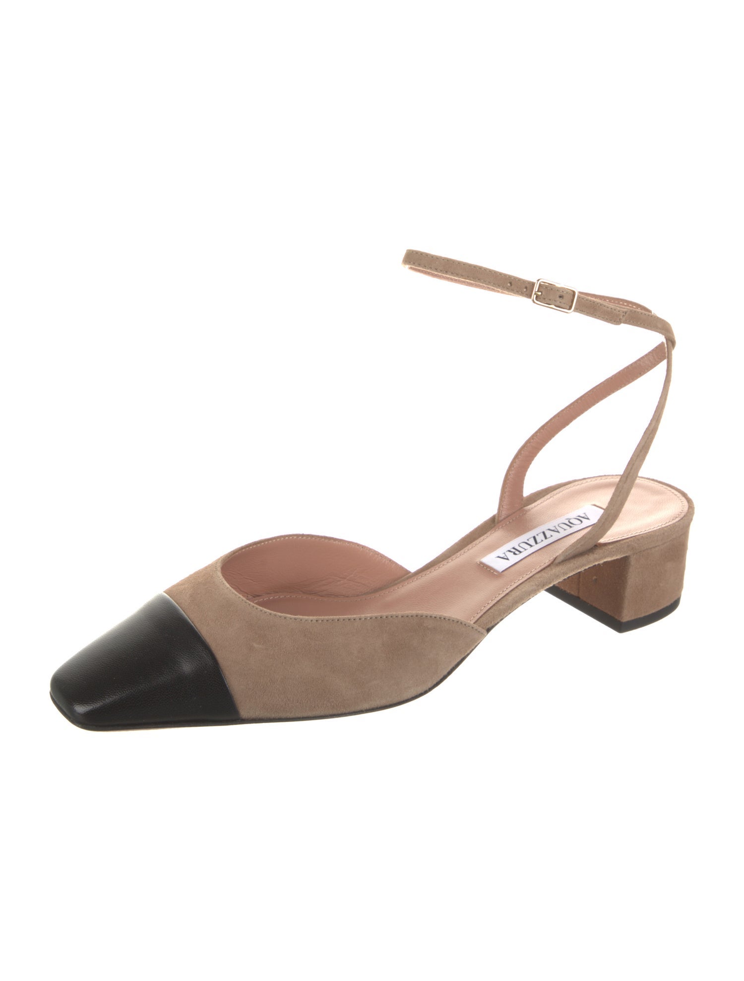 Aquazzura Suede Colorblock Pattern Slingback Pumps