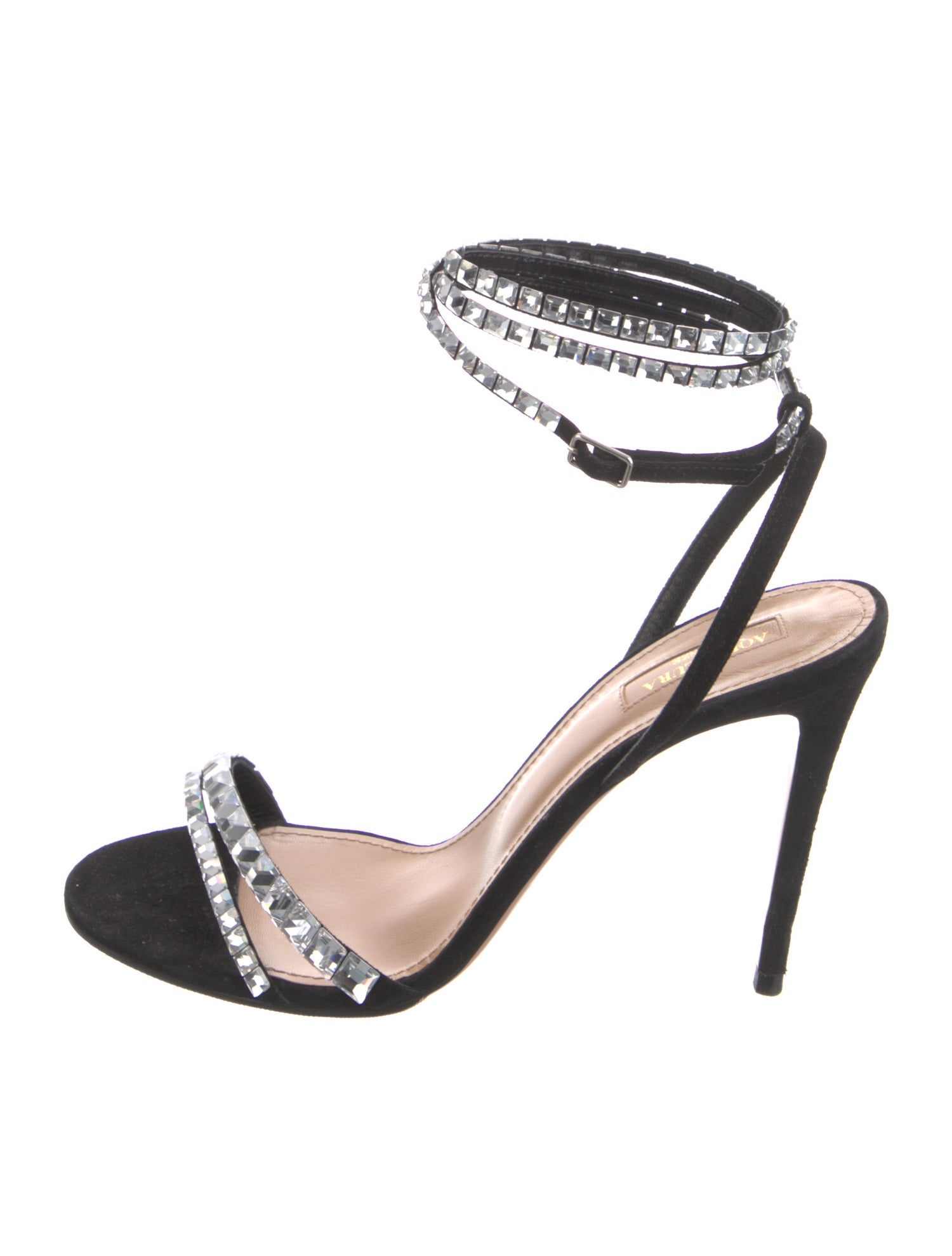 Aquazzura Suede Crystal Embellishments Sandals