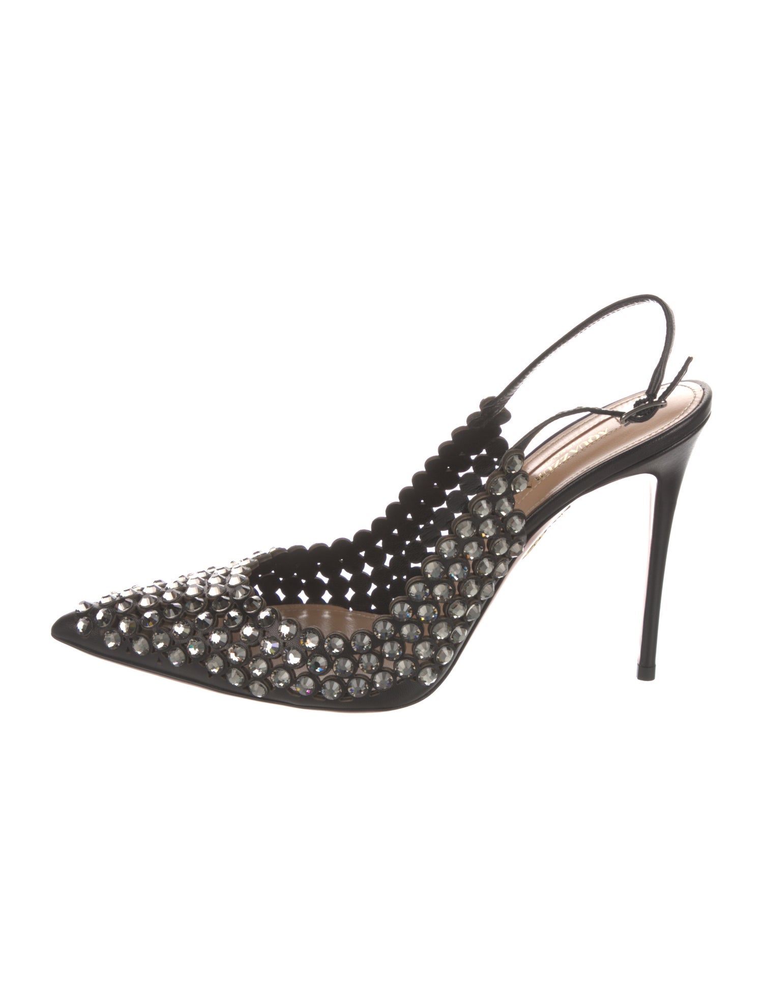 Aquazzura Leather Crystal Embellishments Slingback Pumps w/ Tags