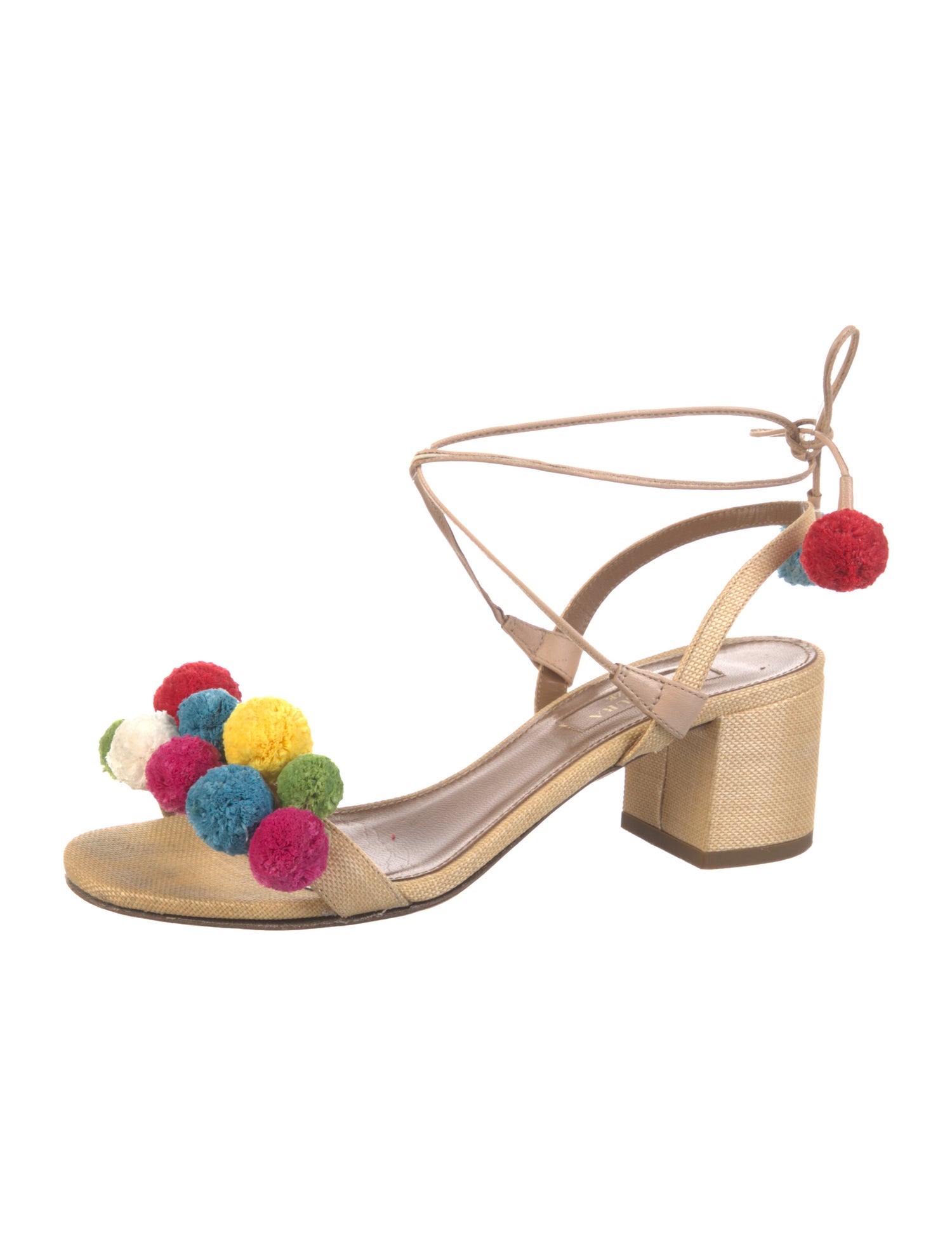 Aquazzura Canvas Colorblock Pattern Sandals