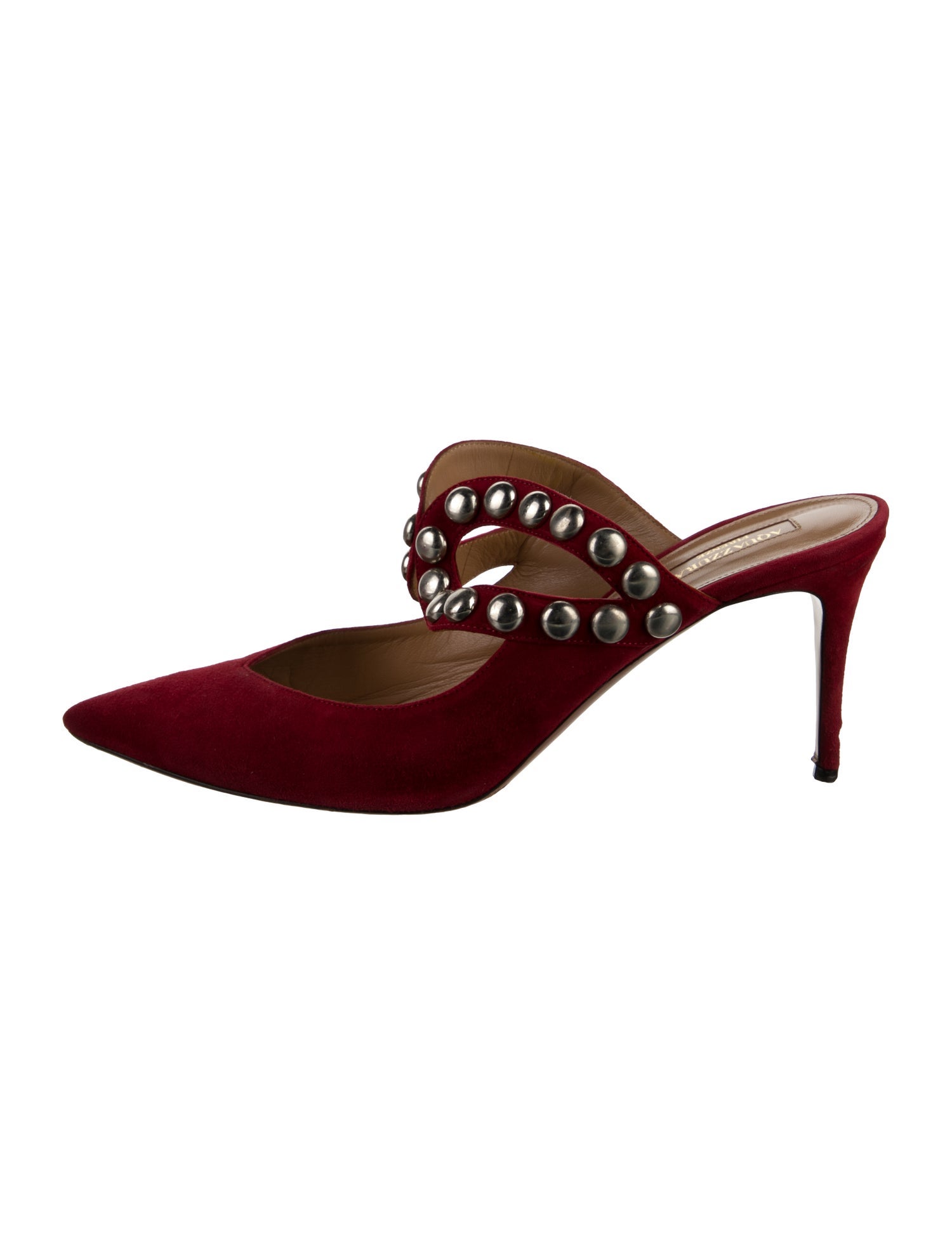 Aquazzura Suede Studded Accents Mules