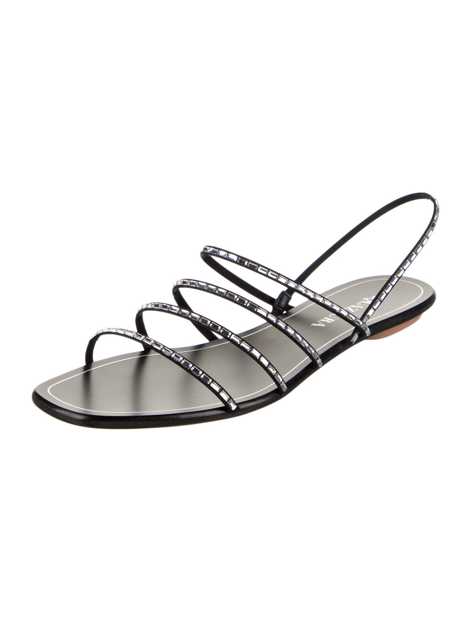 Aquazzura Crystal Embellishments Slingback Sandals