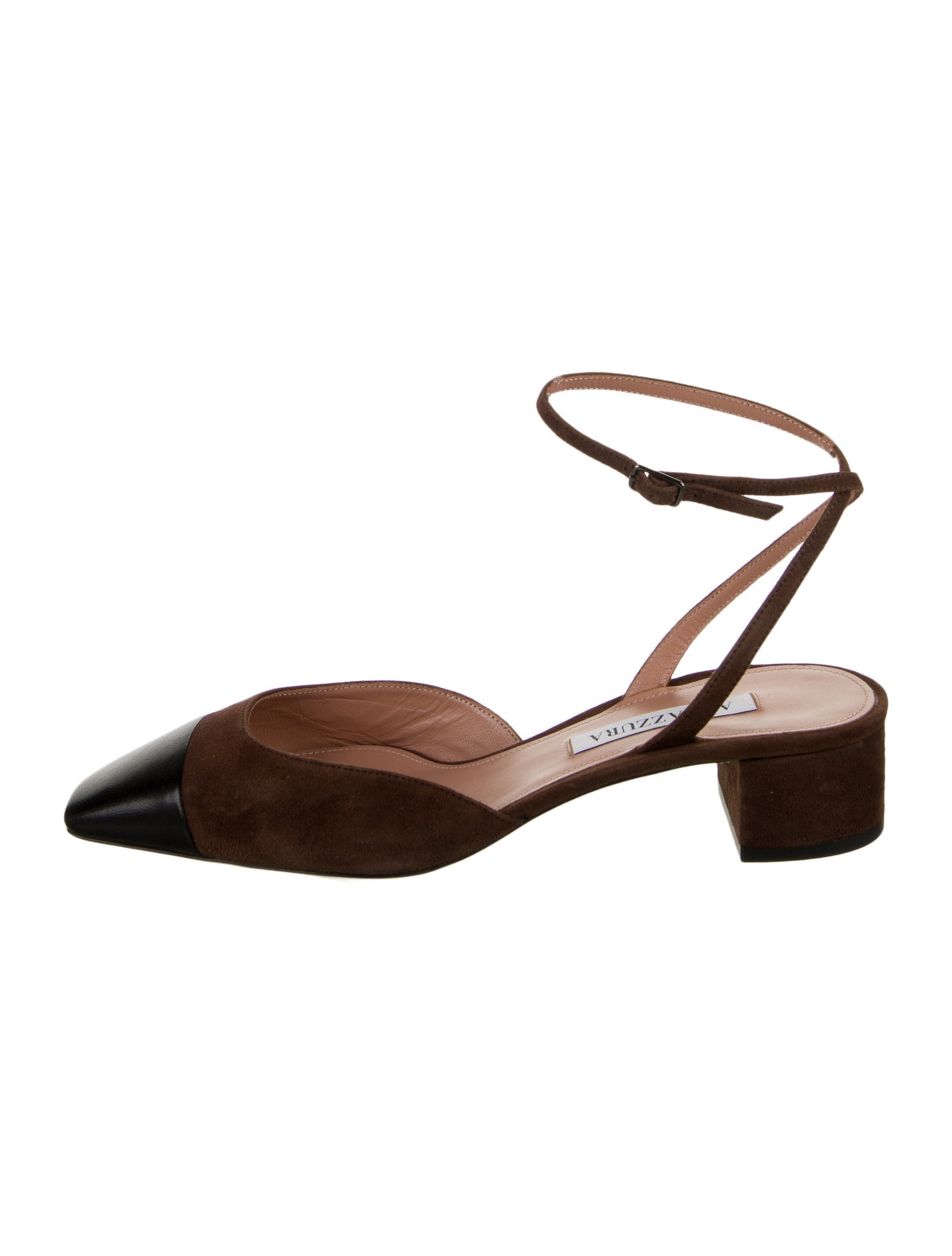 Aquazzura Suede Leather Trim Embellishment Slingback Pumps