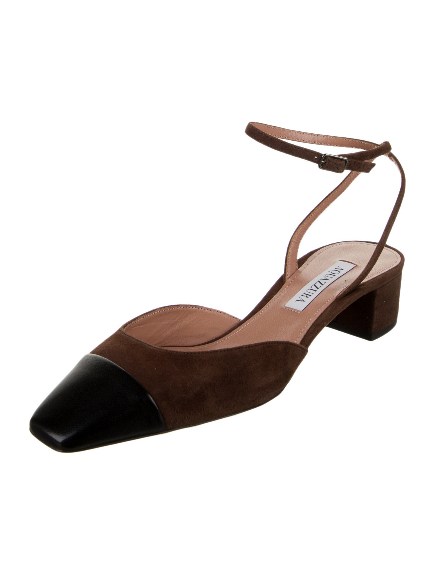 Aquazzura Suede Leather Trim Embellishment Slingback Pumps