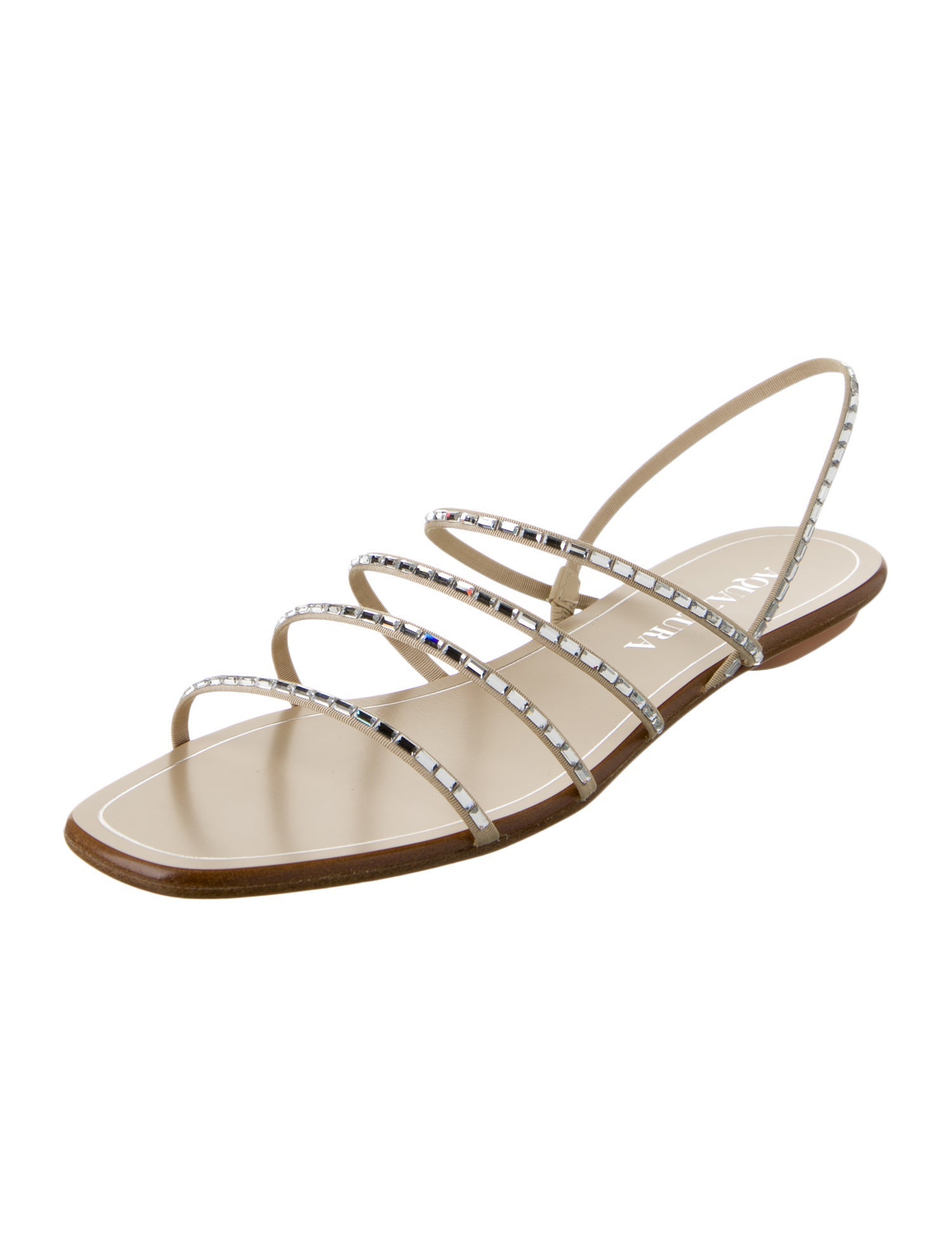 Aquazzura Crystal Embellishments Slingback Sandals