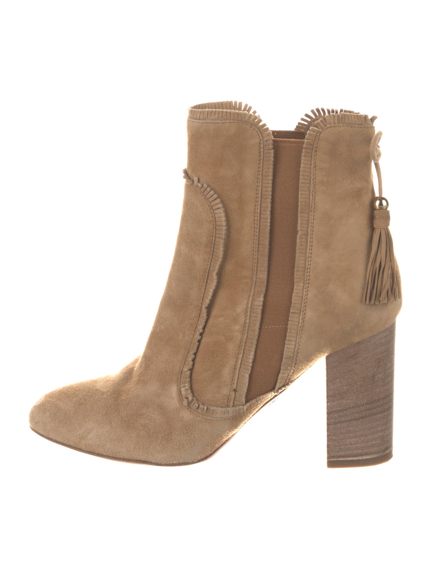 Aquazzura Suede Tassel Accents Chelsea Boots