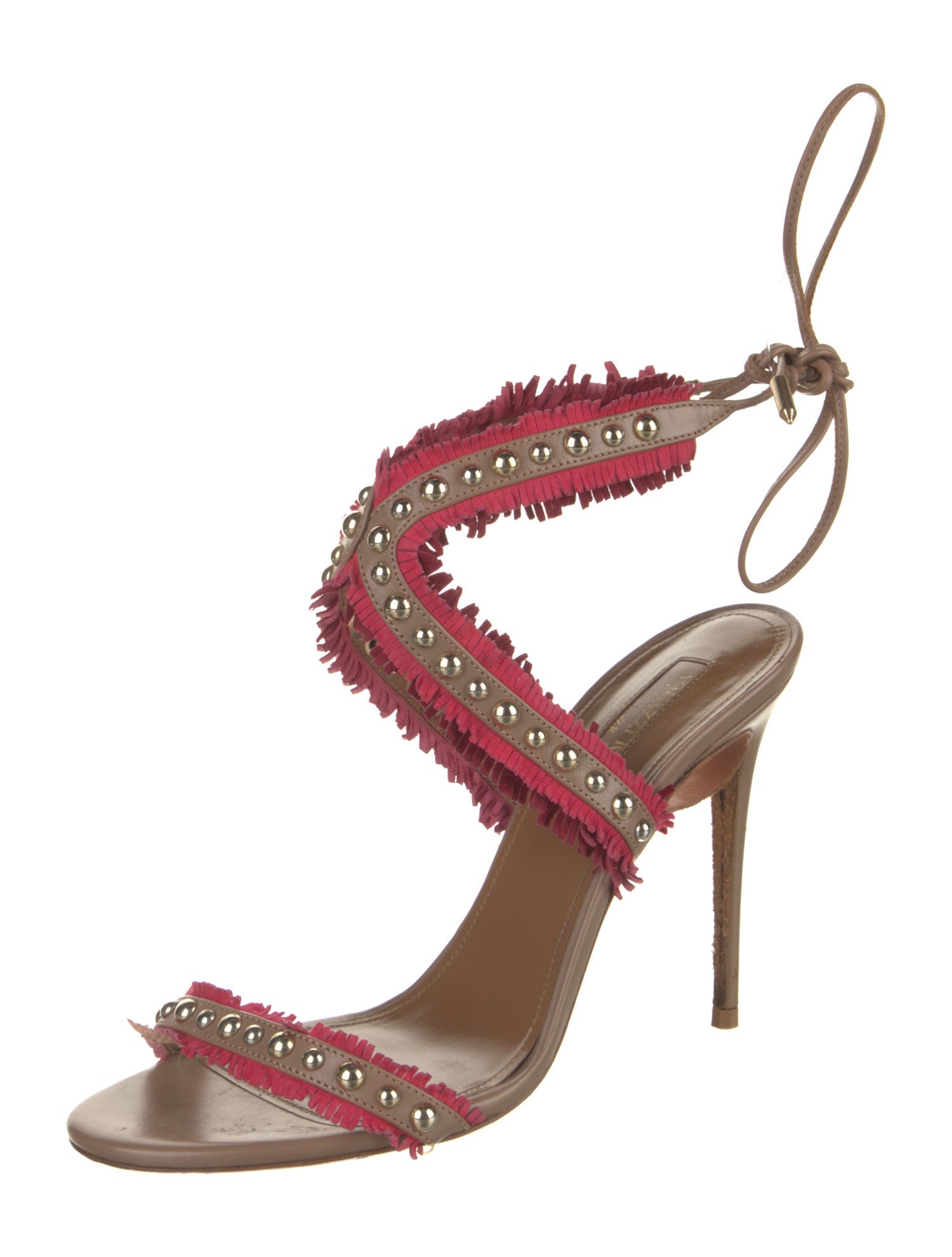 Aquazzura Leather Studded Accents Sandals