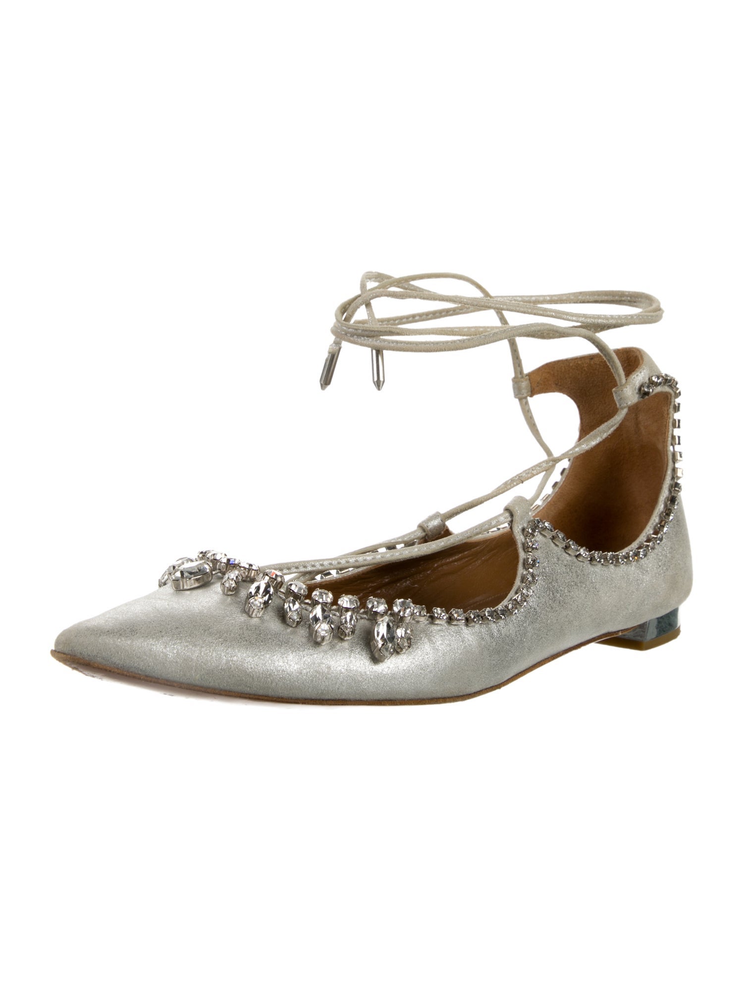 Aquazzura Suede Crystal Embellishments Flats