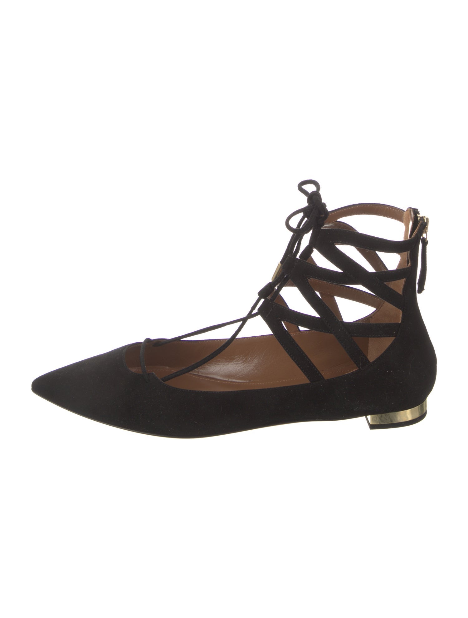 Aquazzura Suede Cutout Accent Flats