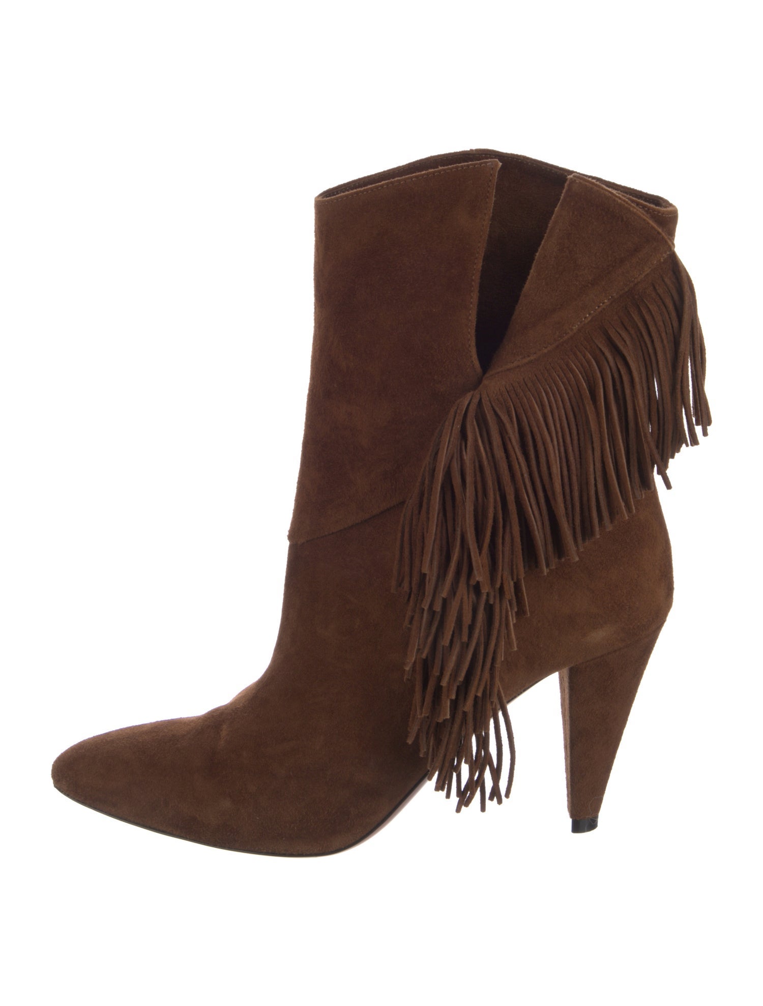 Aquazzura Suede Fringe Trim Accent Western Boots